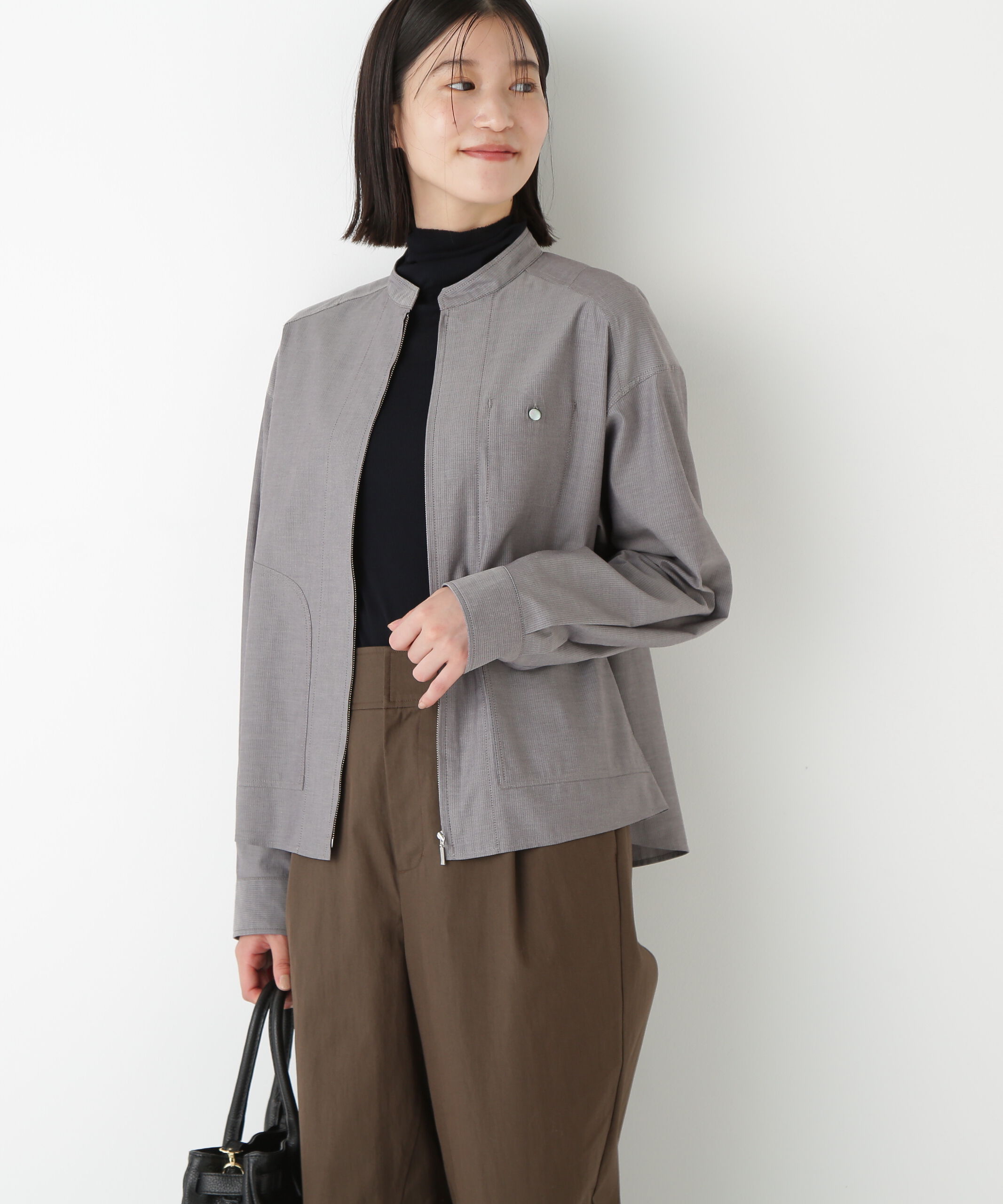  「◆ツイルストライプジップシャツブルゾン」|シャツ・ブラウス|