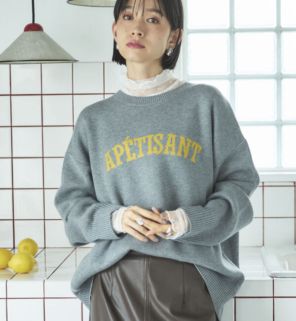 Doux archives「カレッジロゴニットプルオーバー」|ニット・セーター|