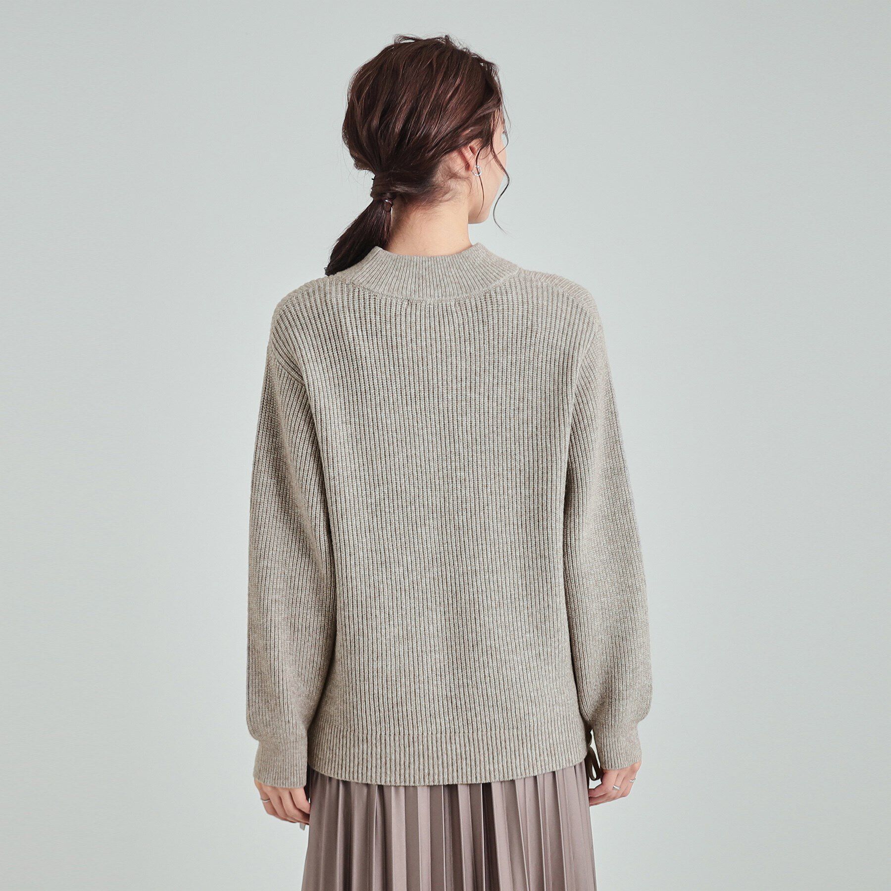 SHOO･LA･RUE「【洗える/静電気軽減】ちくちくしにくい レースアップ畦編みニット」|ニット・セーター|