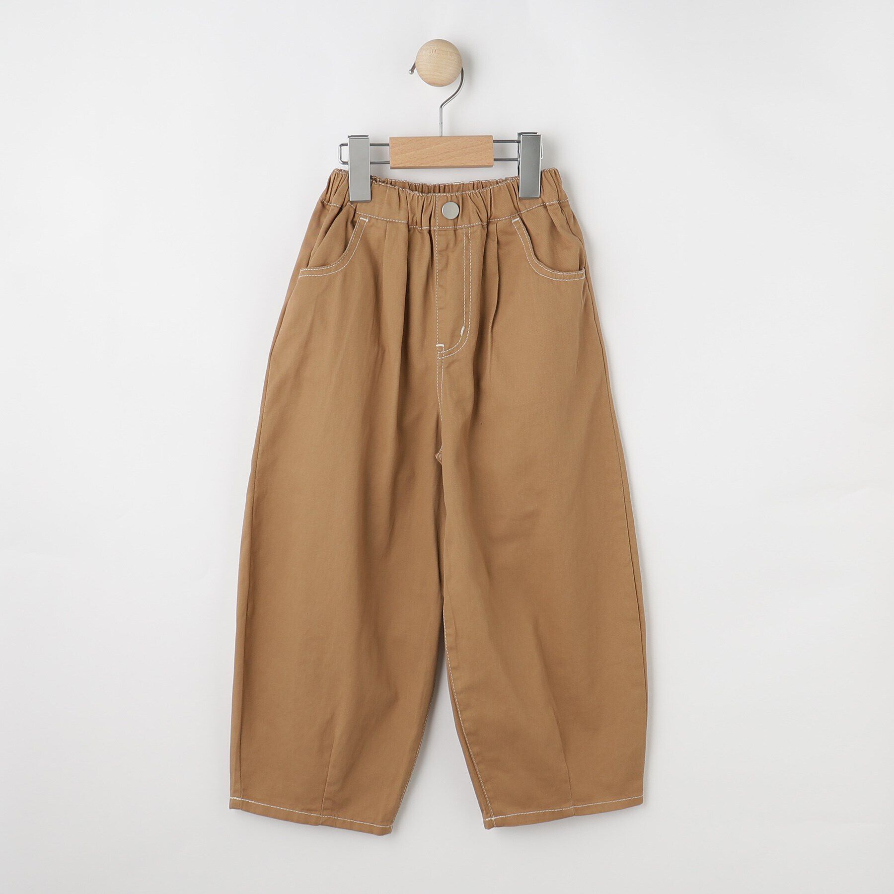 SHOO･LA･RUE「【100-150cm/洗える/男女兼用】穿くだけで旬な着こなしに アソートカーブパンツ」|その他|キャメルブラウン(0