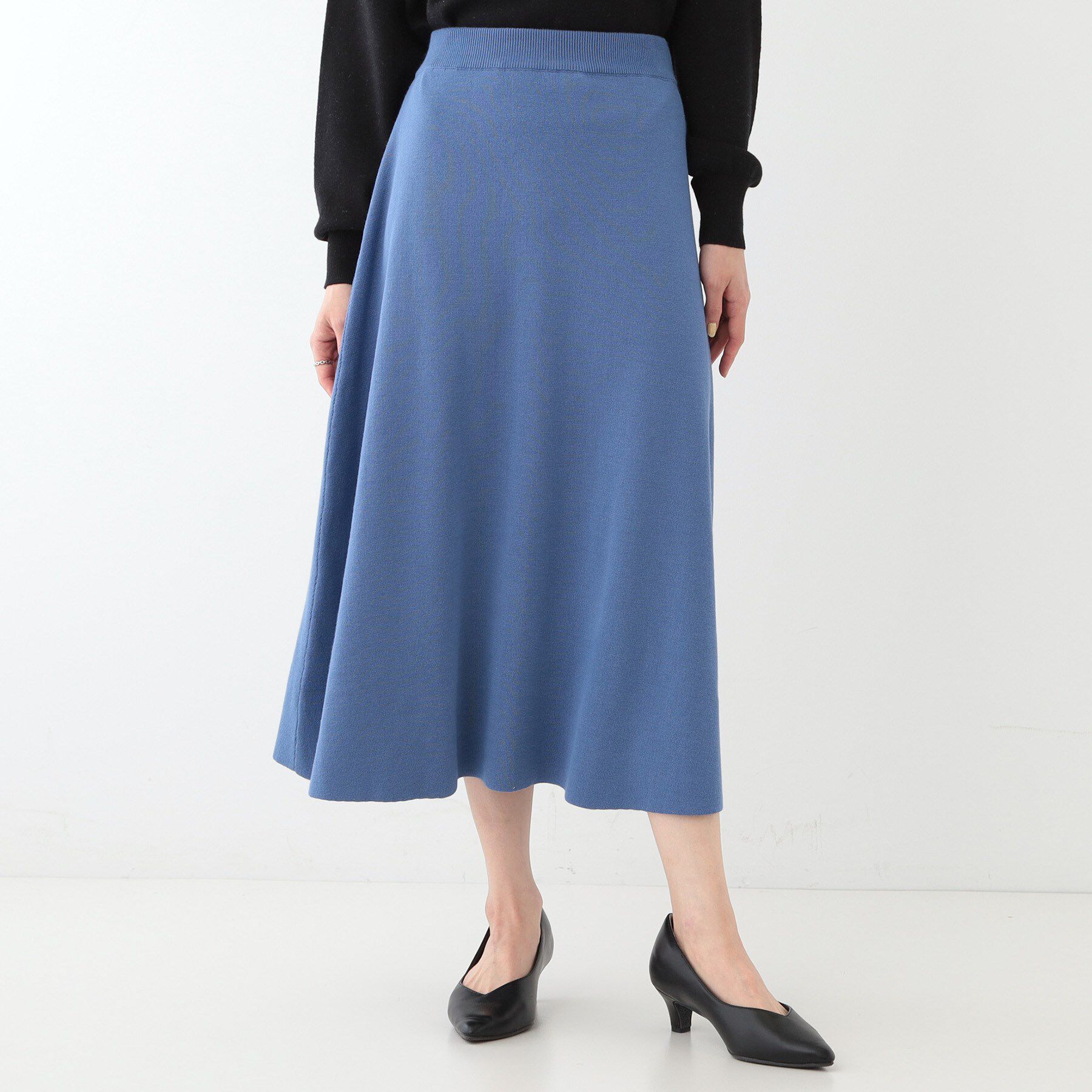 SHOO･LA･RUE「【セットアップ可/S-LL】大人上品に揺れる ニットフレアスカート」|スカート|