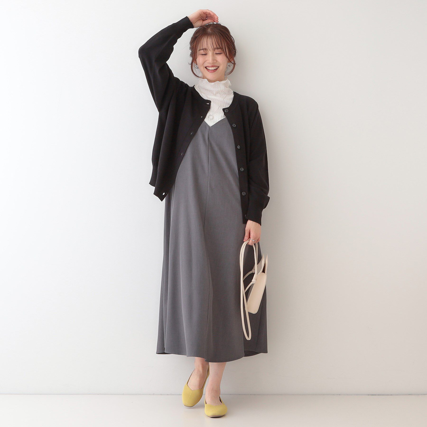 SHOO･LA･RUE「【洗える/S-LL/前後2WAY】クルーネックニットカーディガン」|カーディガン|