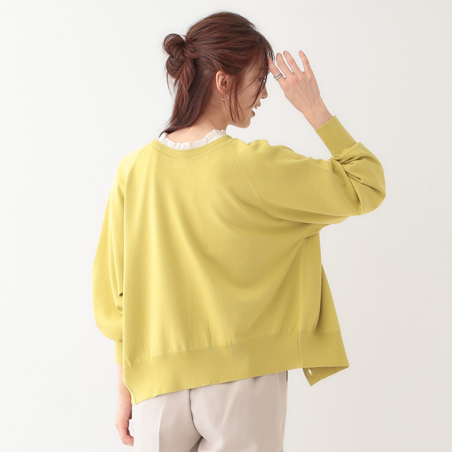 SHOO･LA･RUE「【洗える/S-LL/前後2WAY】クルーネックニットカーディガン」|カーディガン|