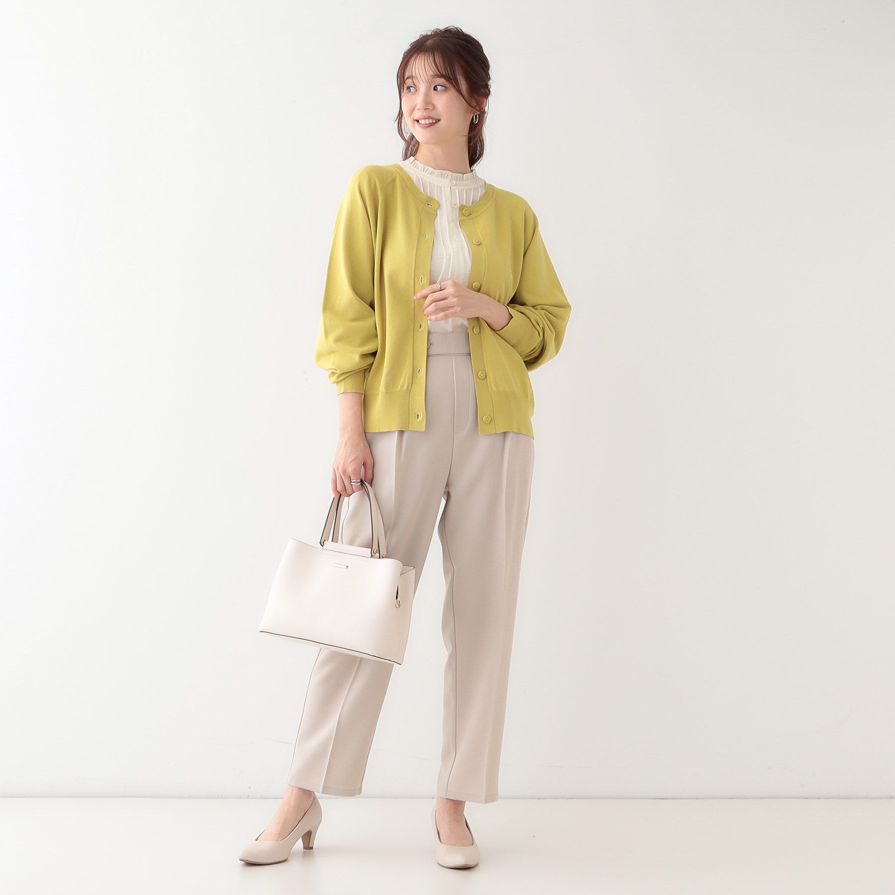 SHOO･LA･RUE「【洗える/S-LL/前後2WAY】クルーネックニットカーディガン」|カーディガン|