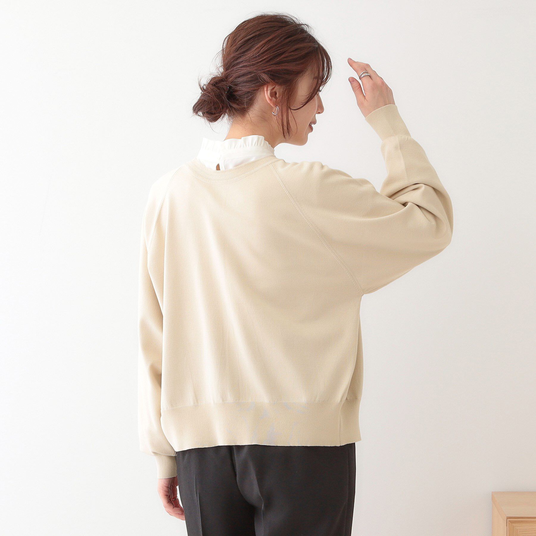 SHOO･LA･RUE「【洗える/S-LL/前後2WAY】クルーネックニットカーディガン」|カーディガン|