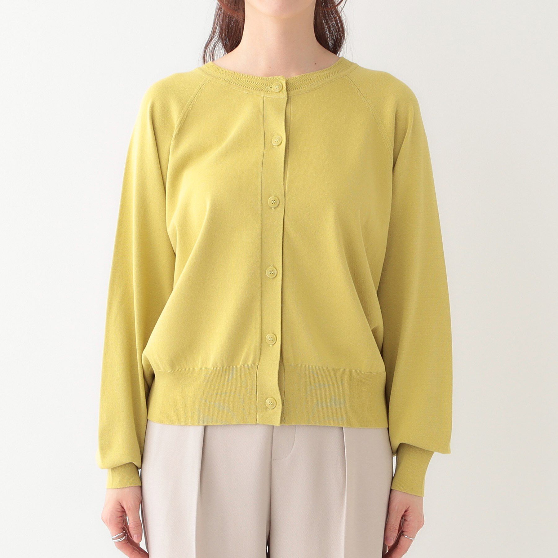 SHOO･LA･RUE「【洗える/S-LL/前後2WAY】クルーネックニットカーディガン」|カーディガン|