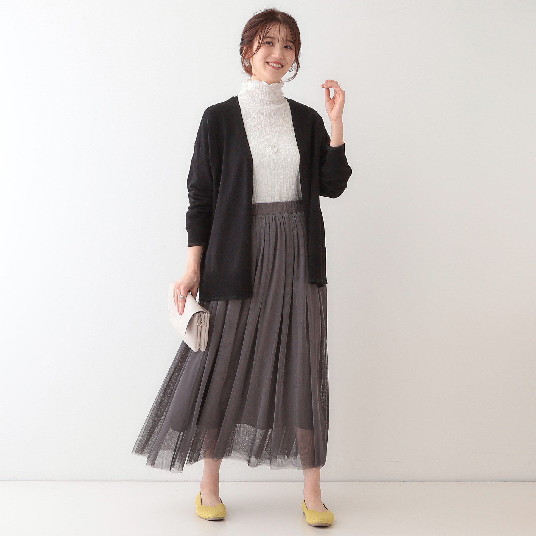 SHOO･LA･RUE「【S-LL】リブのラメが華やかな トッパー ニットカーディガン」|カーディガン|