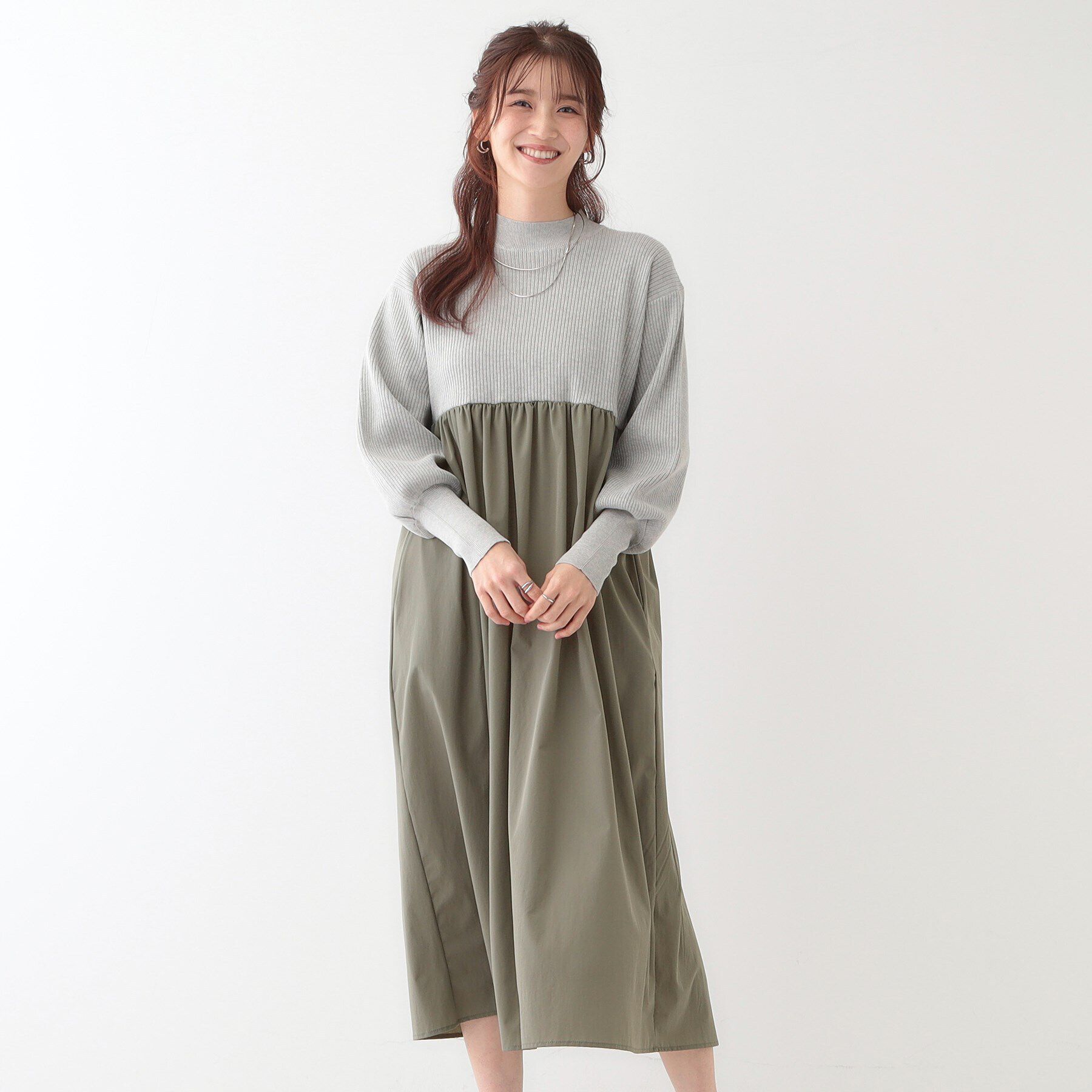 SHOO･LA･RUE「【S-LL】リブニットドッキングワンピース」|ワンピース|