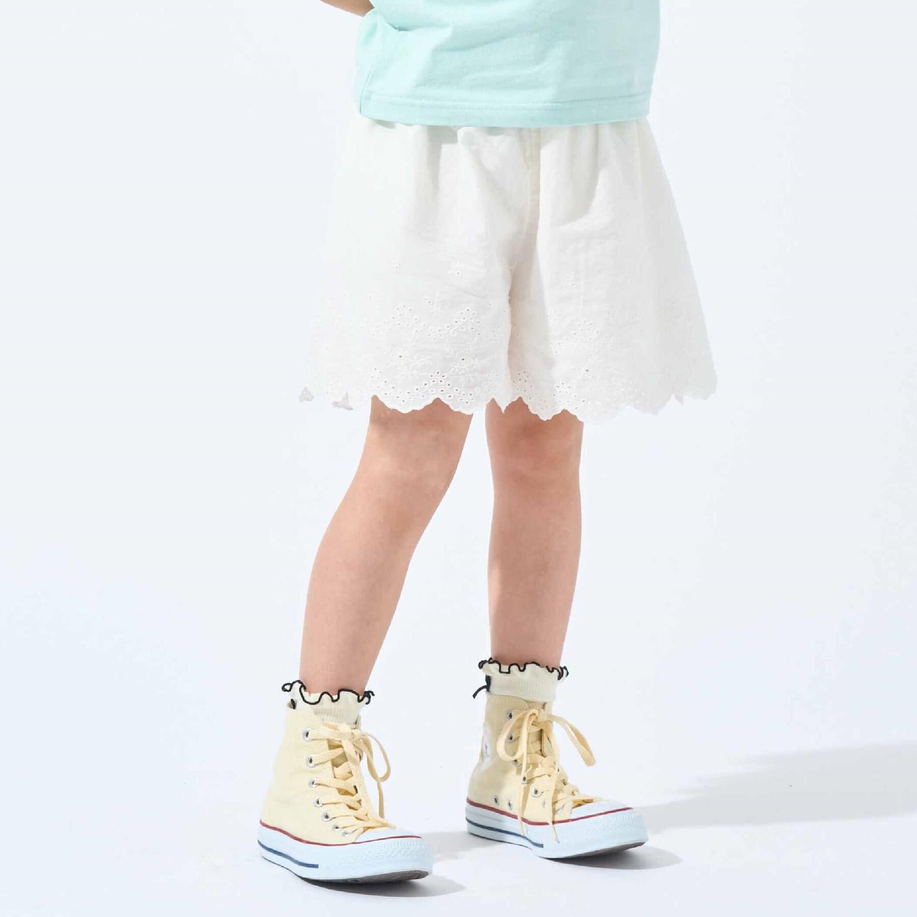 SHOO･LA･RUE「【100-150cm】ガーリーコーデに カットワークレースキュロット」|キュロット|アイボリー(004)