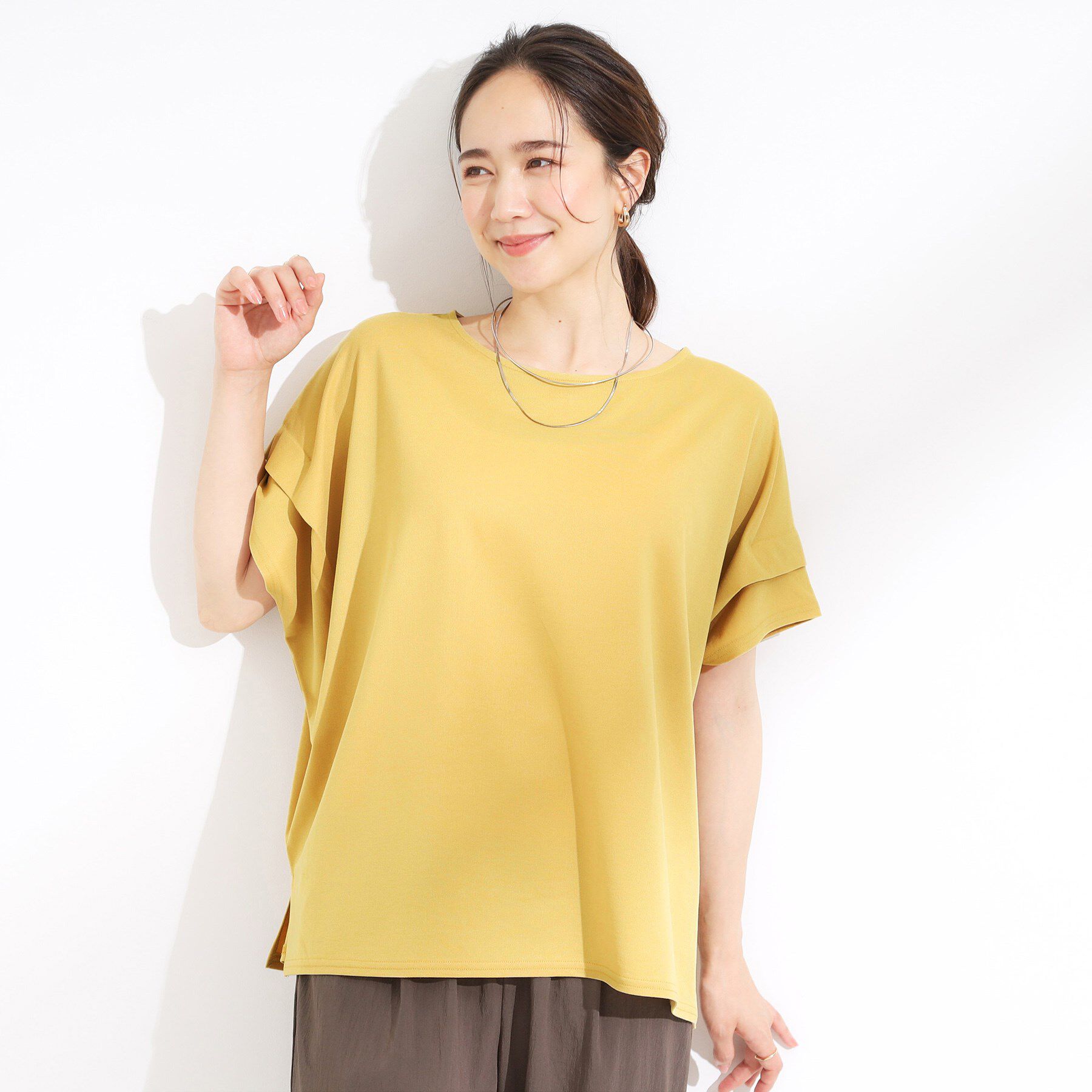 SHOO･LA･RUE「【S-LL/UV/吸水速乾】さらりと着こなす 肩タックゆるトップス」|Tシャツ・カットソー|