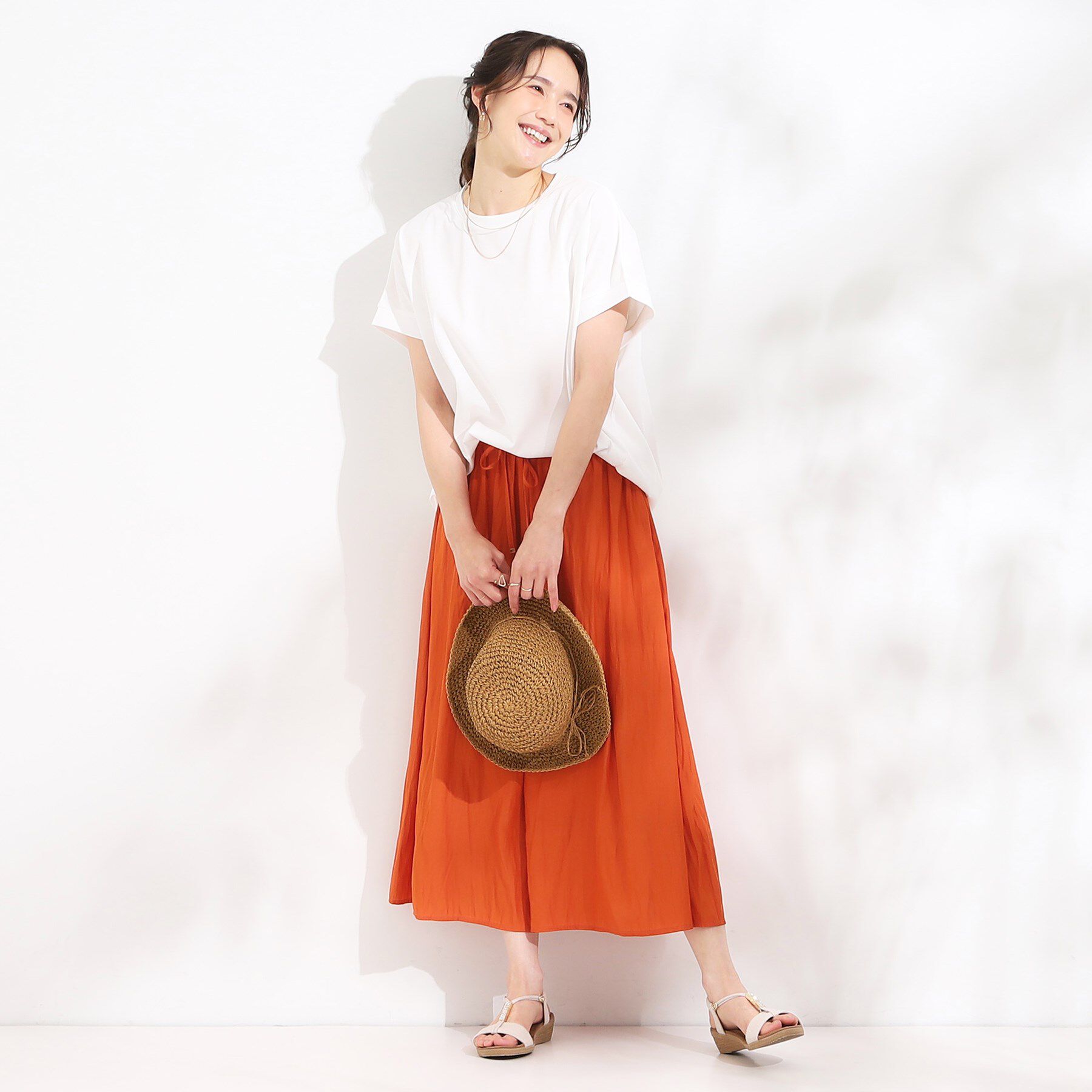 SHOO･LA･RUE「【S-LL/汗ジミ軽減/ひんやり/UV】体型カバーに タック入りドルマントップス」|Tシャツ・カットソー|