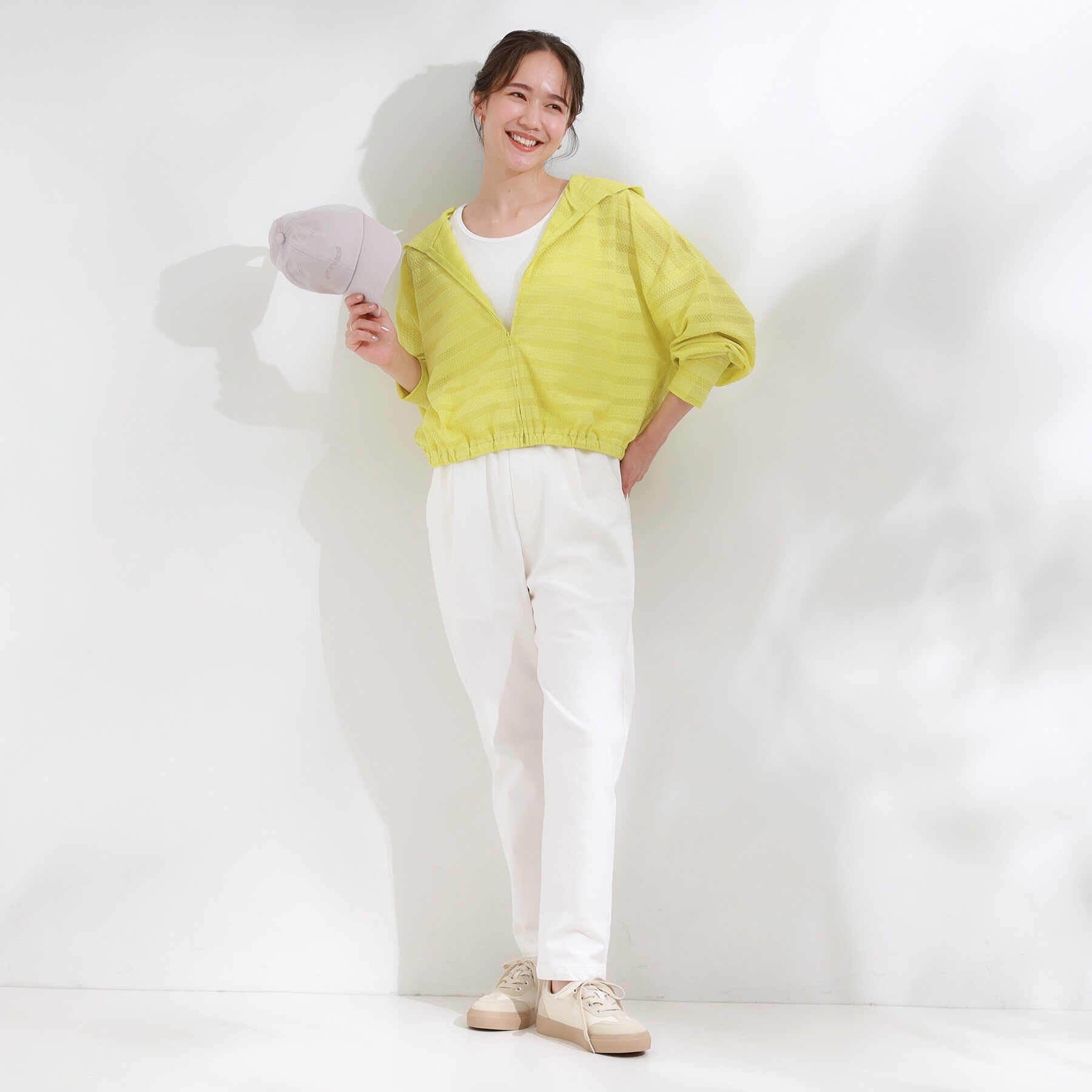 SHOO･LA･RUE「【UV/水陸両用】手の甲まで隠れる レースボーダー ラッシュガードパーカ」|カーディガン|