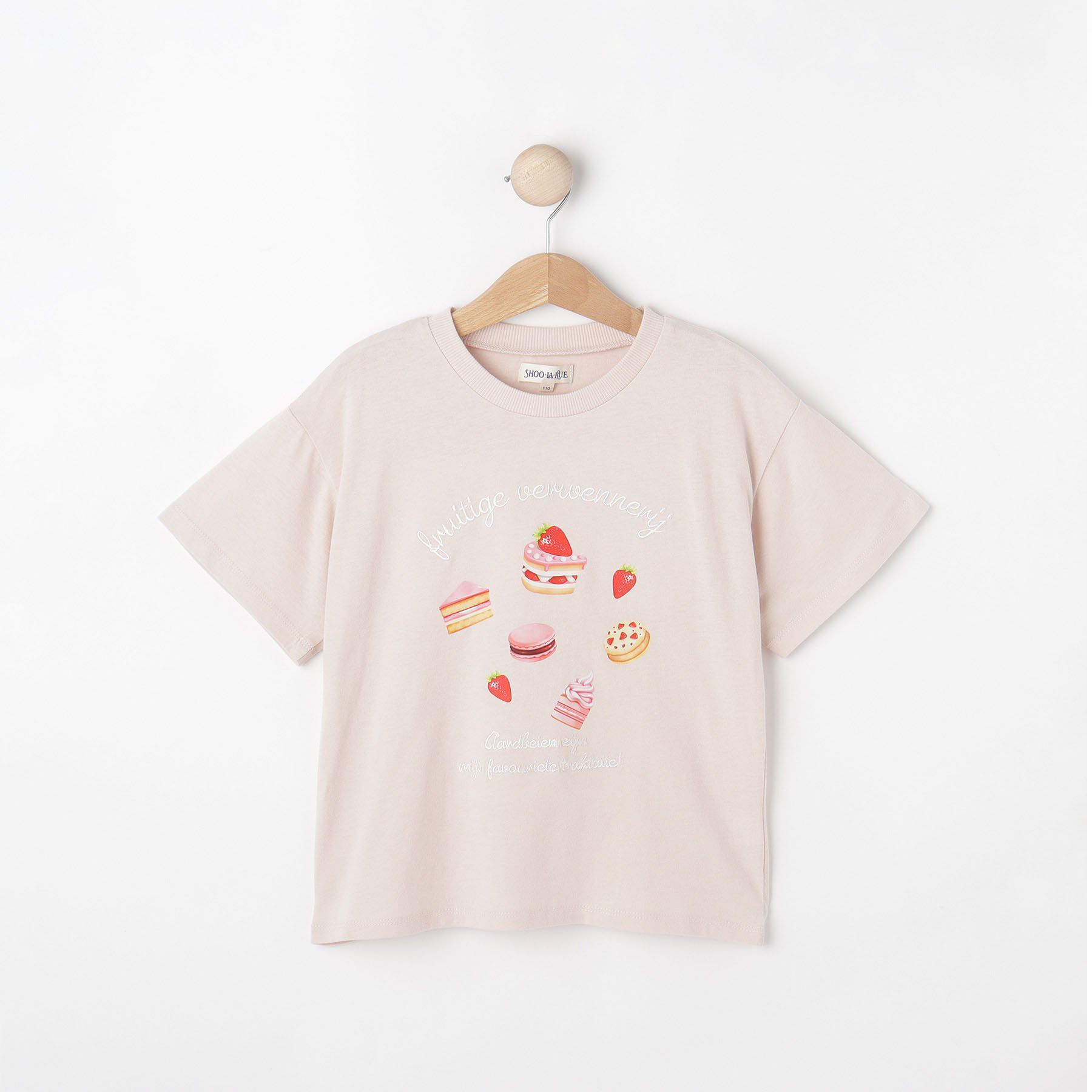 SHOO･LA･RUE「【100-150cm】刺繍ロゴ転写プリントGIRLSTシャツ」|Tシャツ・カットソー|ライトピンク(070