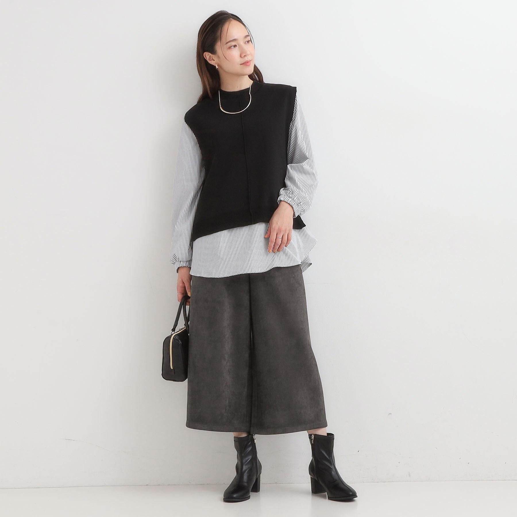 SHOO･LA･RUE「【S-LL/2点セット】着回し自在 ニットベスト＋フレアブラウス」|ニット・セーター|