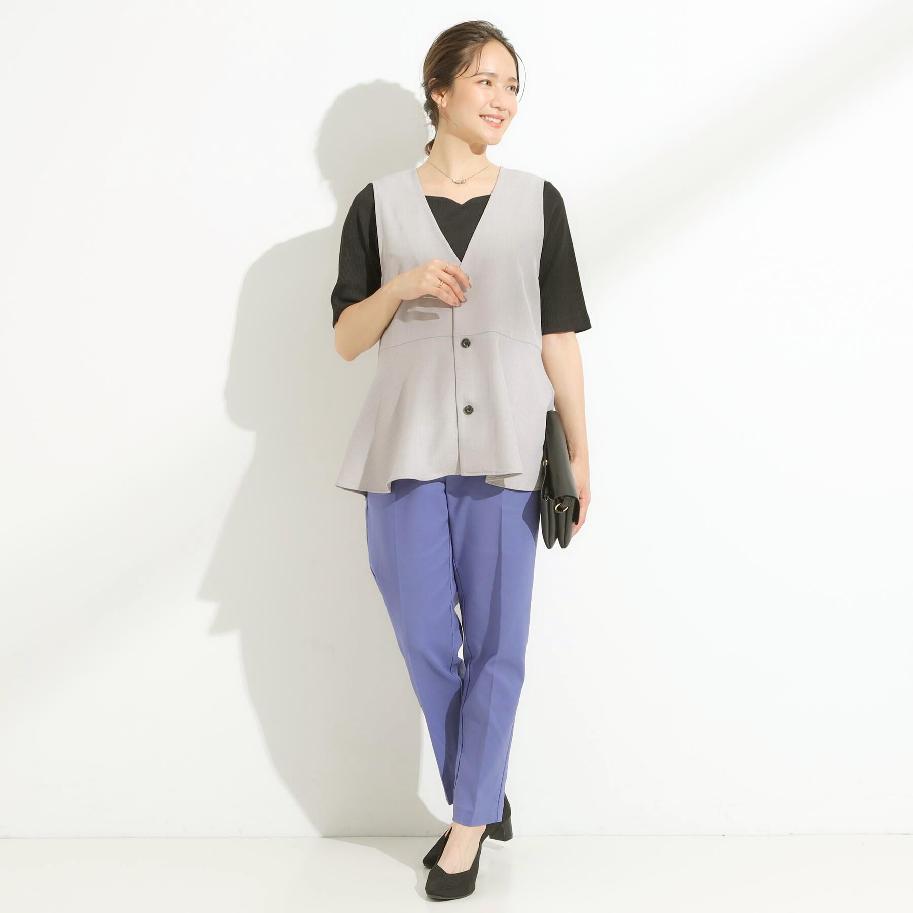 SHOO･LA･RUE「【S-LL/セットアップ可/洗濯後しわになりにくい】ペプラムジレ」|ベスト・ジレ|