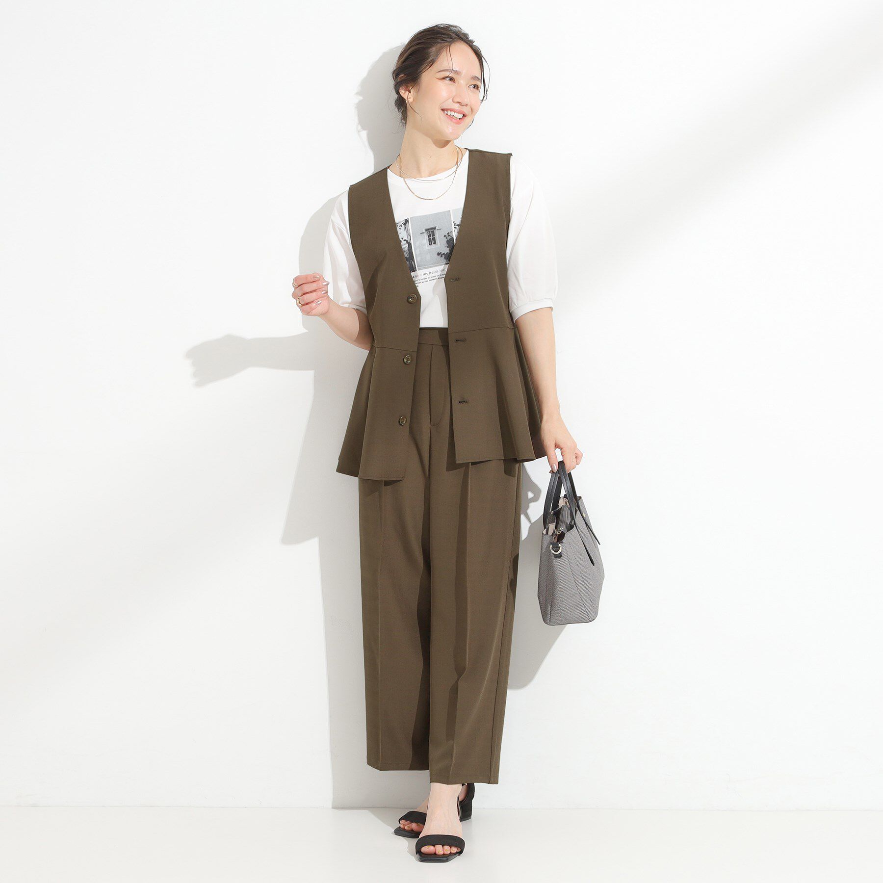 SHOO･LA･RUE「【S-LL/セットアップ可/洗濯後しわになりにくい】ペプラムジレ」|ベスト・ジレ|