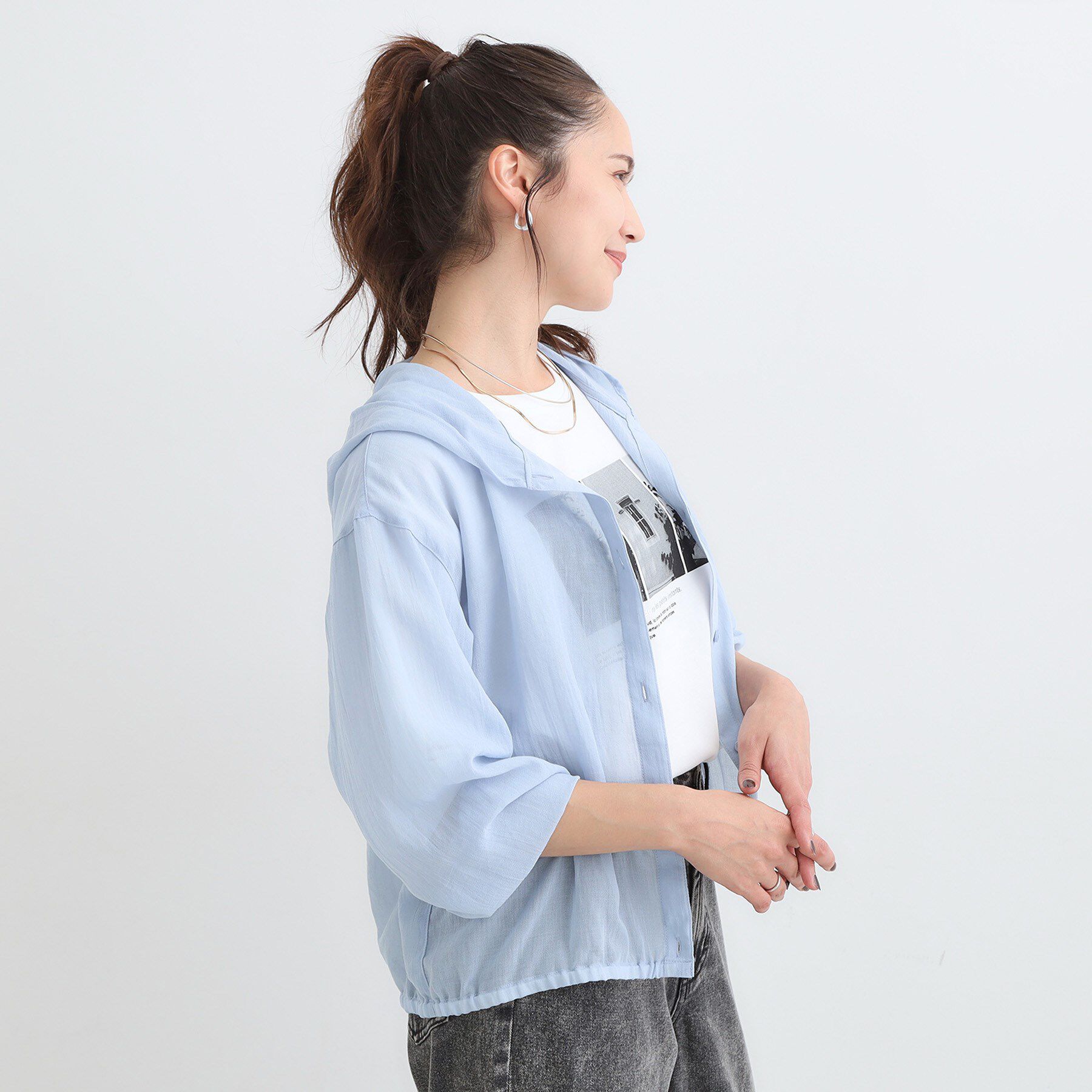 SHOO･LA･RUE「【S-LL】大人の抜け感 シアーボイルフーディパーカ」|パーカー|