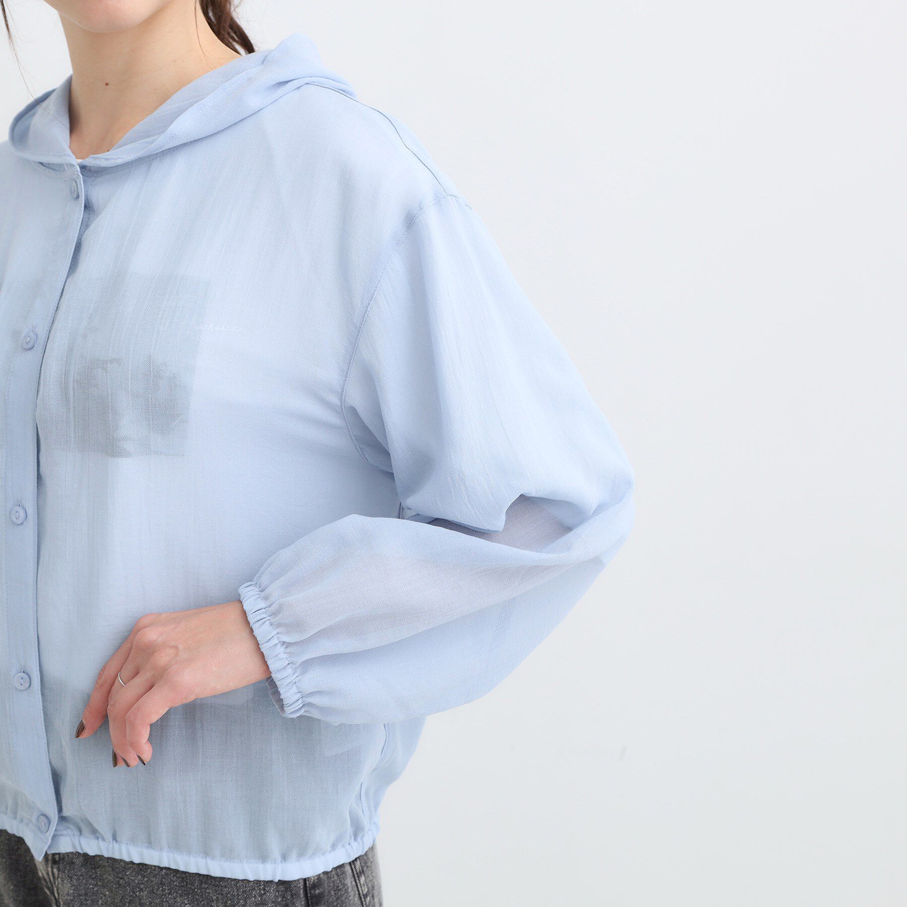 SHOO･LA･RUE「【S-LL】大人の抜け感 シアーボイルフーディパーカ」|パーカー|