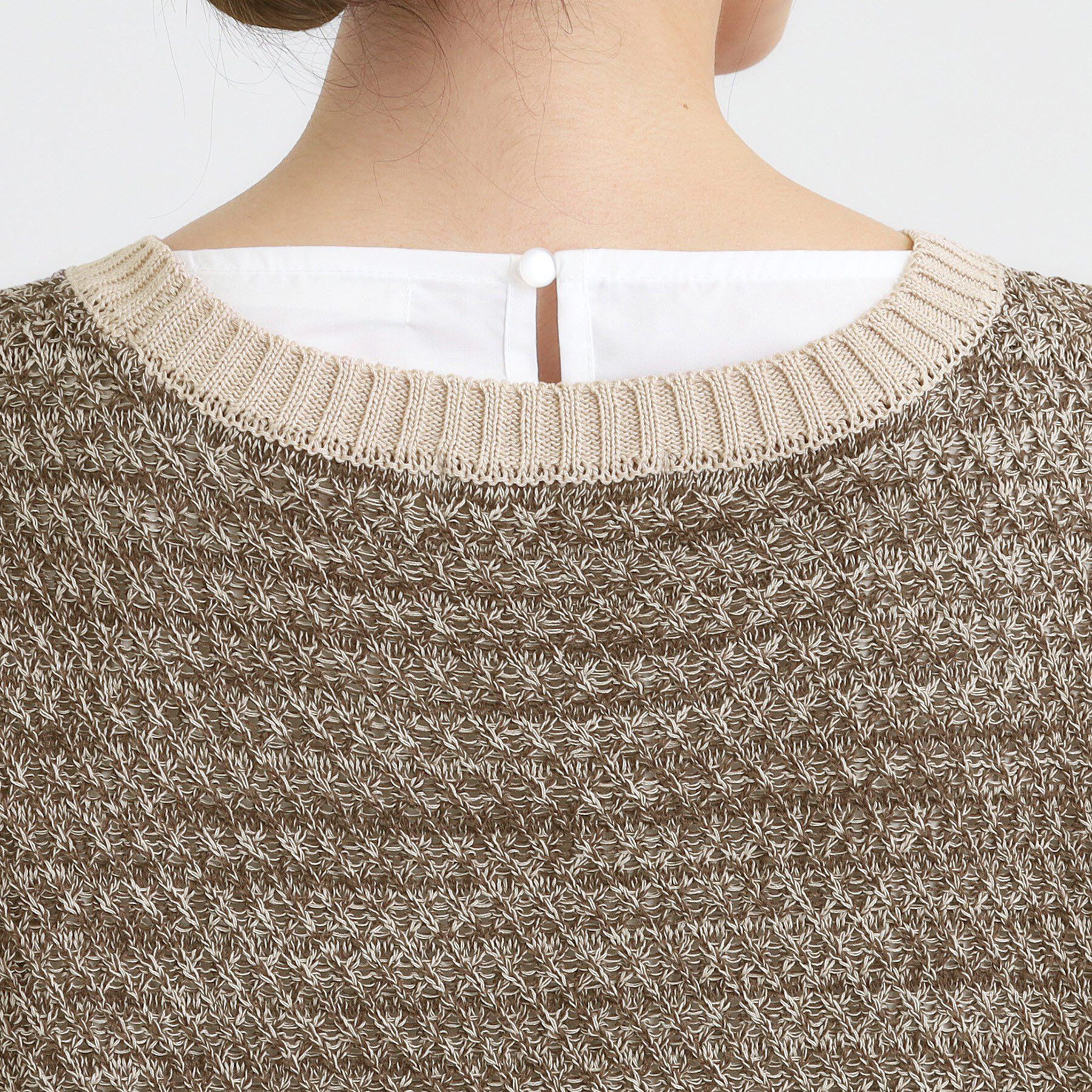 SHOO･LA･RUE「【2点セット/S-LL】着回しいろいろ 編み柄ベスト&times;ブラウス」|ニット・セーター|