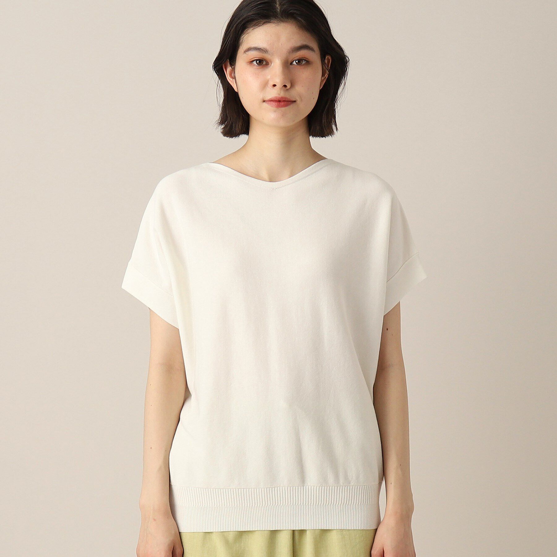 Dessin「【洗える】浅Vネックフレンチスリーブニット」|ニット・セーター|