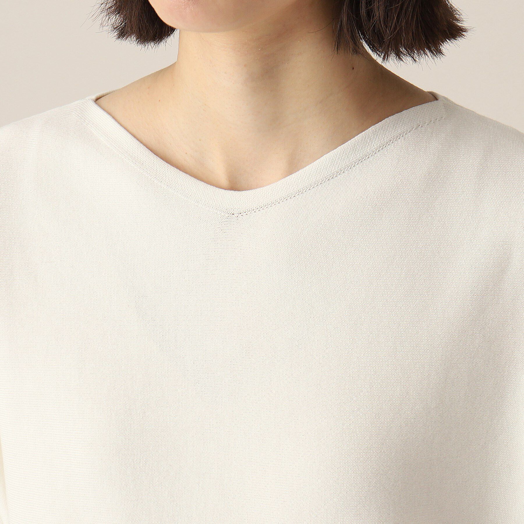 Dessin「【洗える】浅Vネックフレンチスリーブニット」|ニット・セーター|