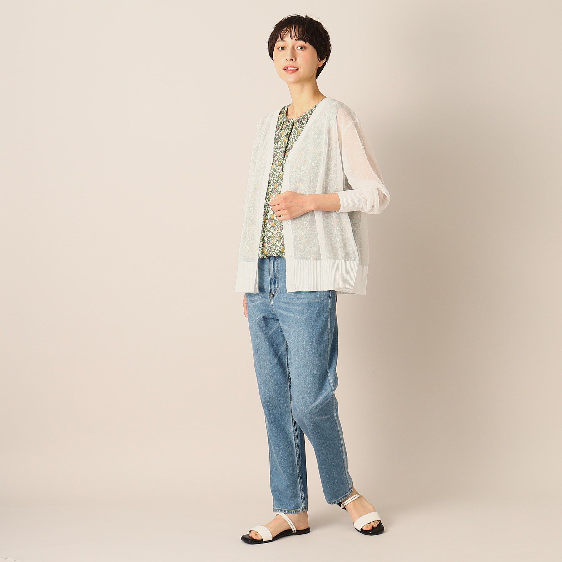 Dessin「【洗える】リネンブレンドVネックカーディガン」|カーディガン|