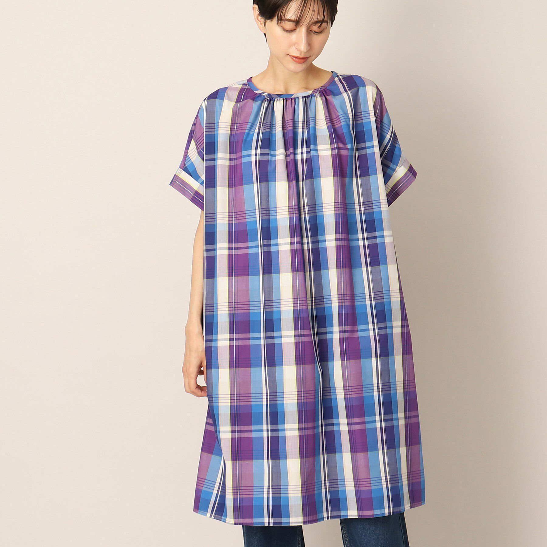 Dessin「【洗える】ラメチェック柄ワンピース」|ワンピース|