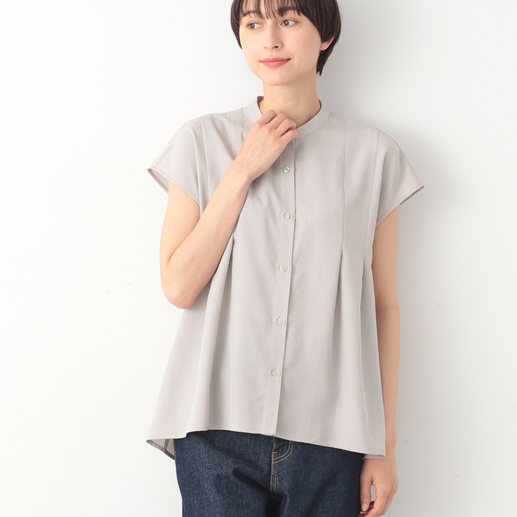 Dessin「【洗える】テントラインフレンチスリーブブラウス（XS～L）」|シャツ・ブラウス|グレージュ(050)