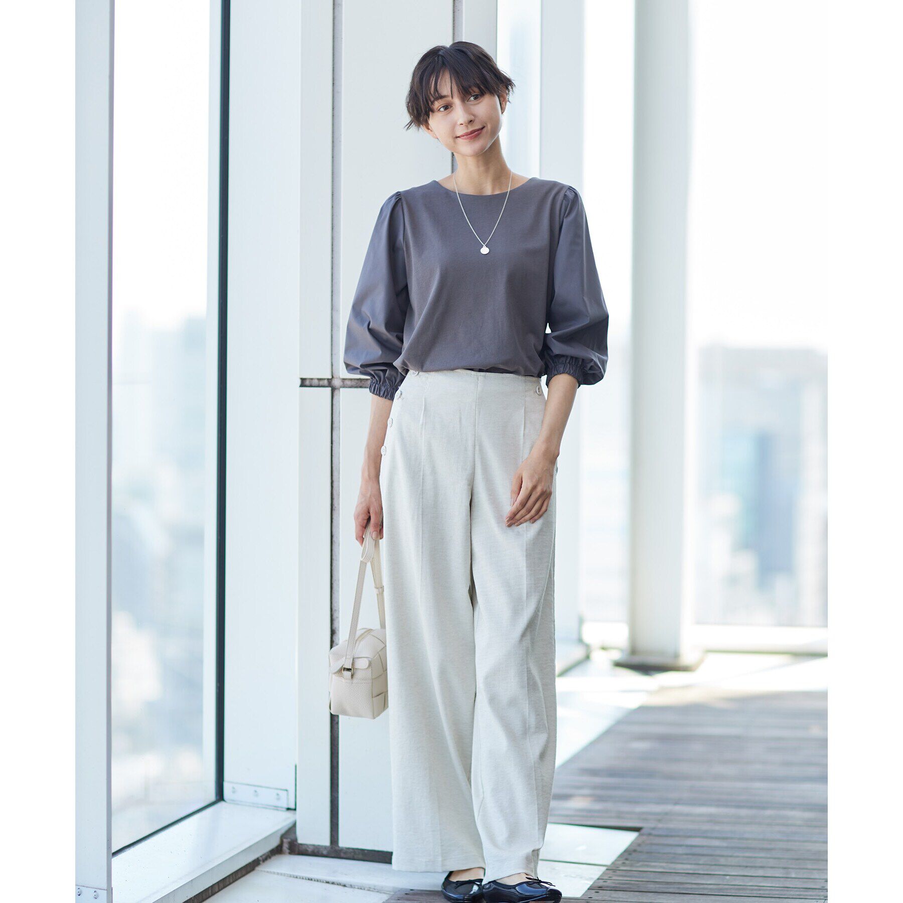 Dessin「【洗える】バルーンスリーブカットソージャージ」|Tシャツ・カットソー|