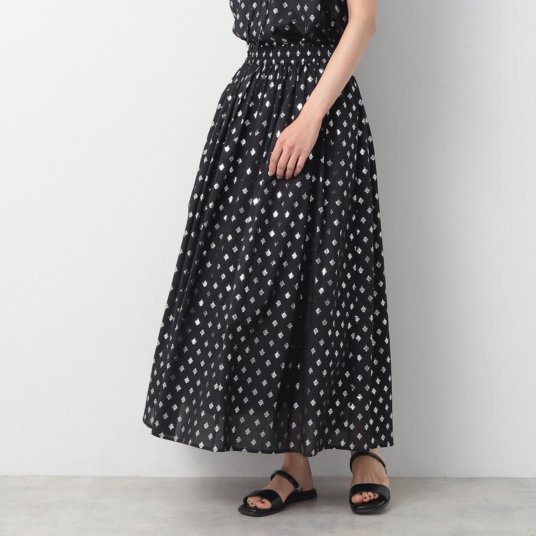 Dessin「【洗える】箔プリントギャザースカート」|スカート|