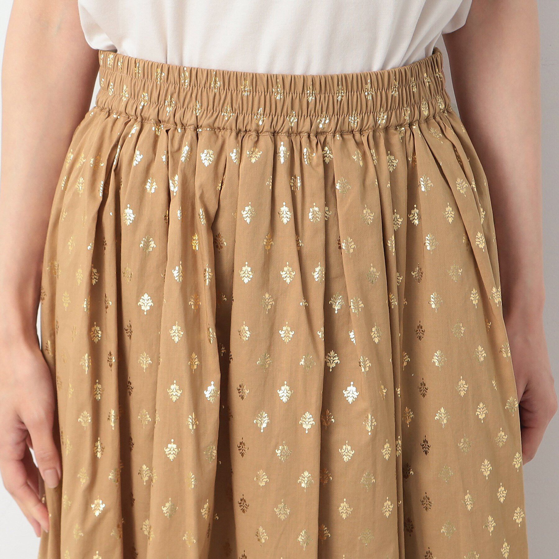 Dessin「【洗える】箔プリントギャザースカート」|スカート|