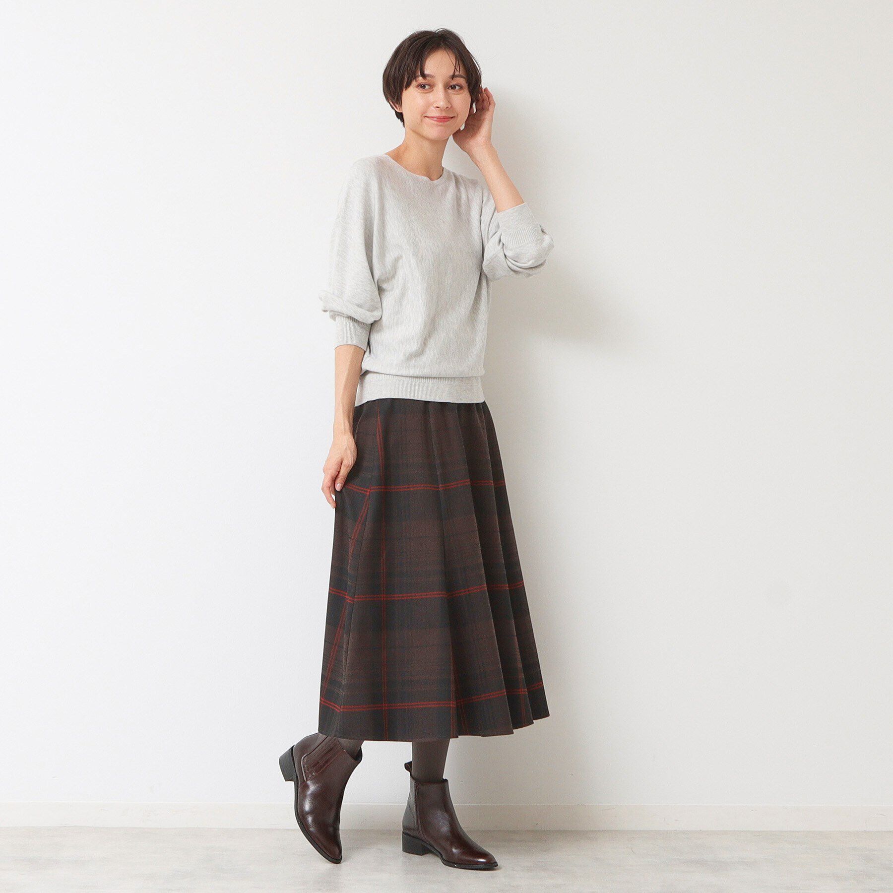 Dessin「【後ろゴム・洗える】チェック柄フレアースカート(XS～L)」|スカート|