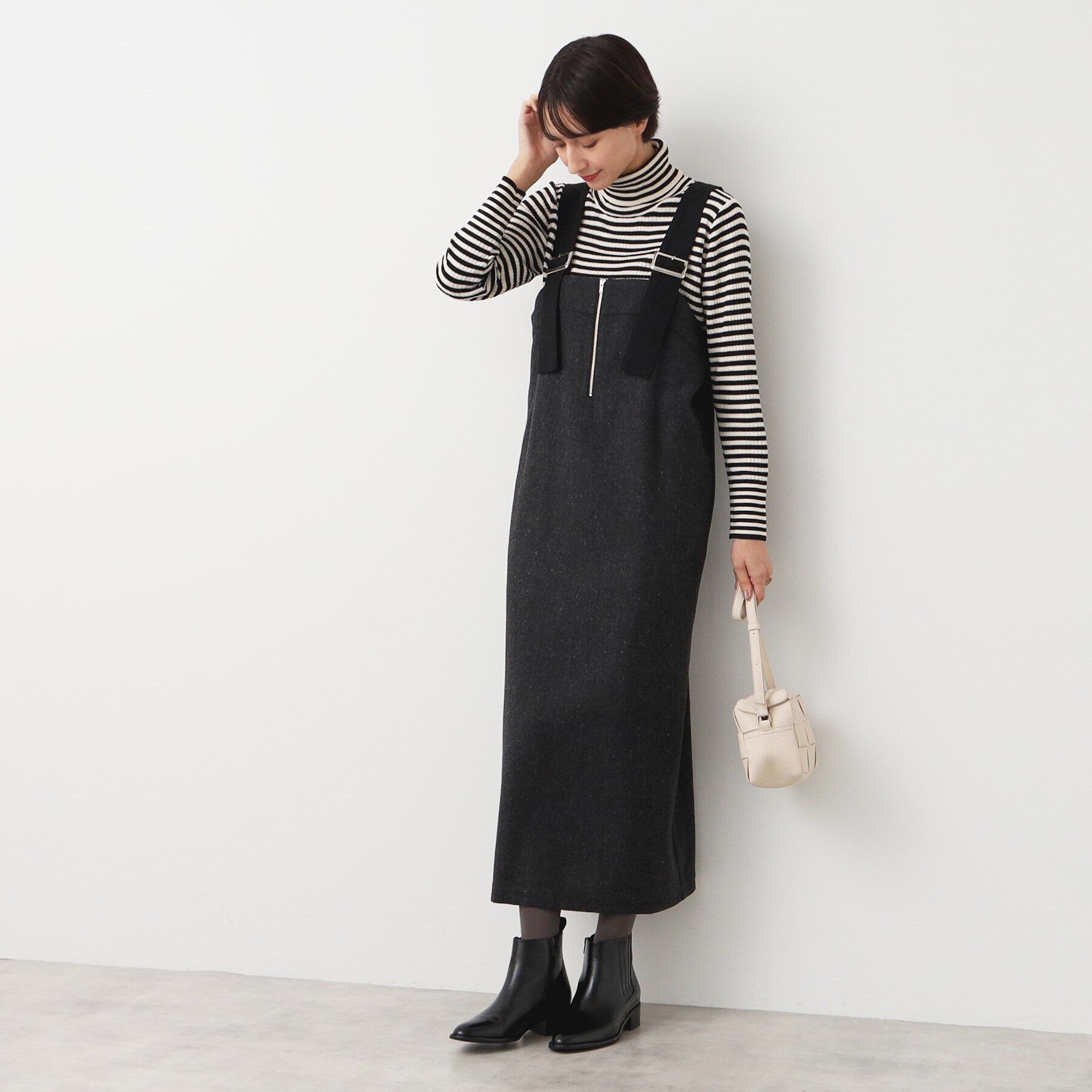 Dessin「【洗える】ツイードジャンパースカート」|ワンピース|チャコールグレー(0