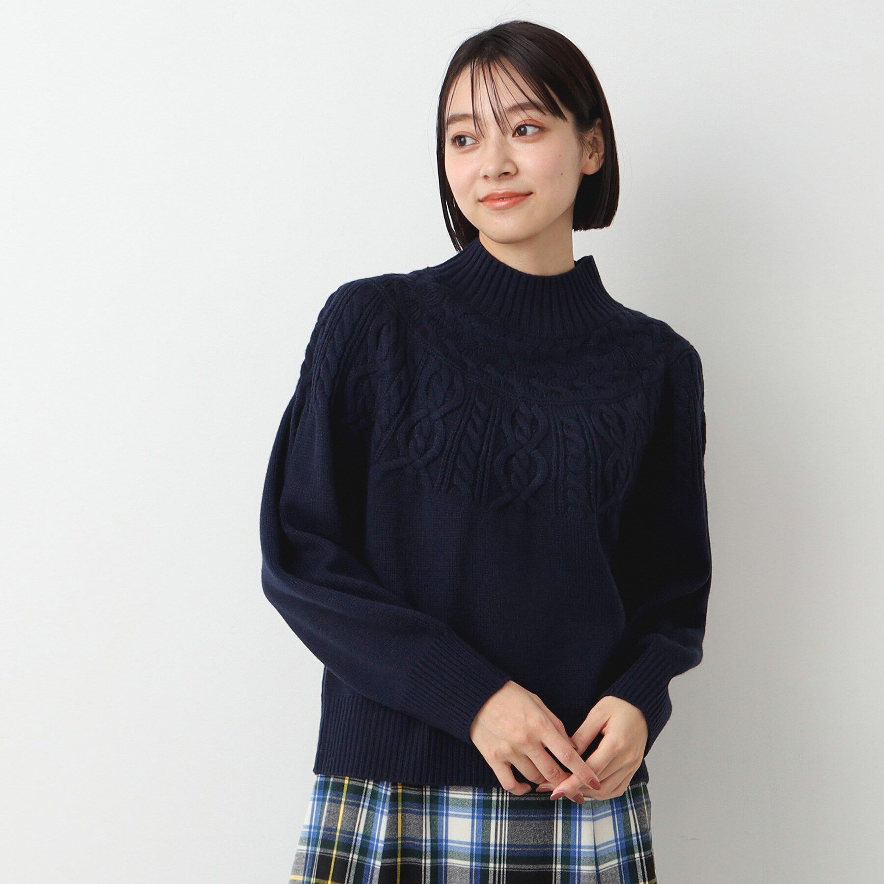 Dessin「【洗える・4サイズ展開】求心ケーブルニット（XS～L）」|ニット・セーター|ネイビー(094)