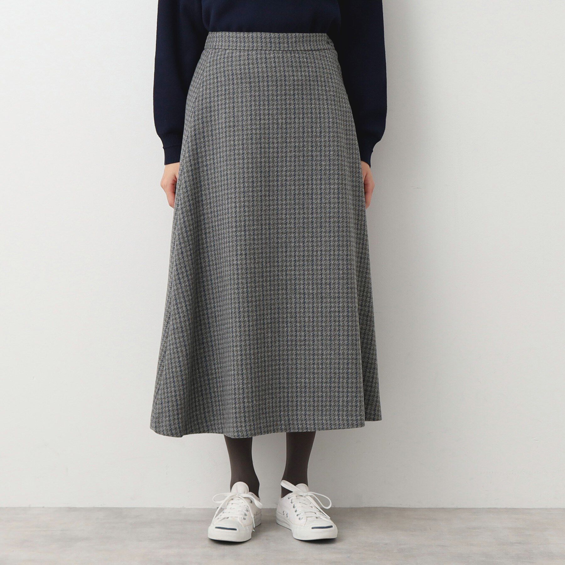 Dessin「【洗える・4サイズ展開】サイドボタン付きチェック柄フレアースカート（XS～L）」|スカート|