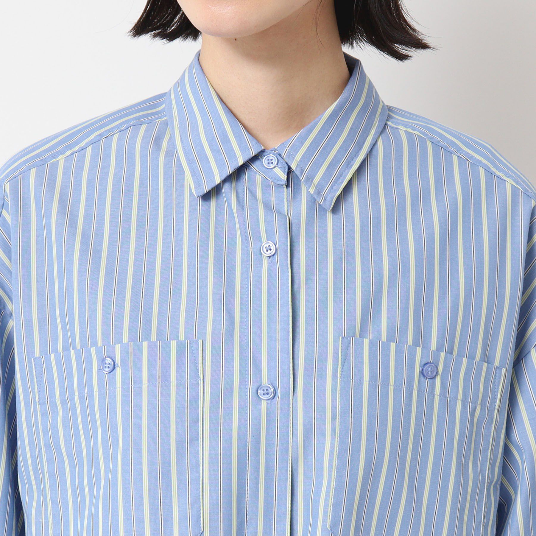 Dessin「【洗える・4サイズ展開】ポケット付きクロップド丈シャツ（XS～L）」|シャツ・ブラウス|