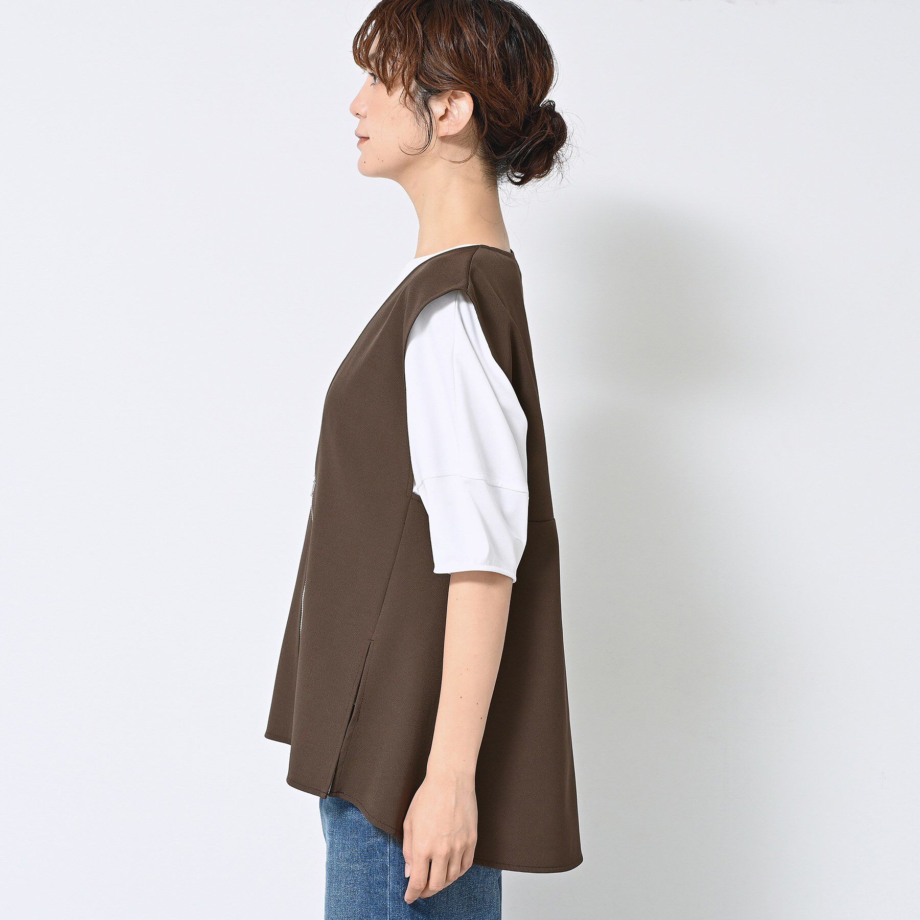 Dessin「【セットアップ可/洗える】サイドスリットVネックジレ」|ベスト・ジレ|