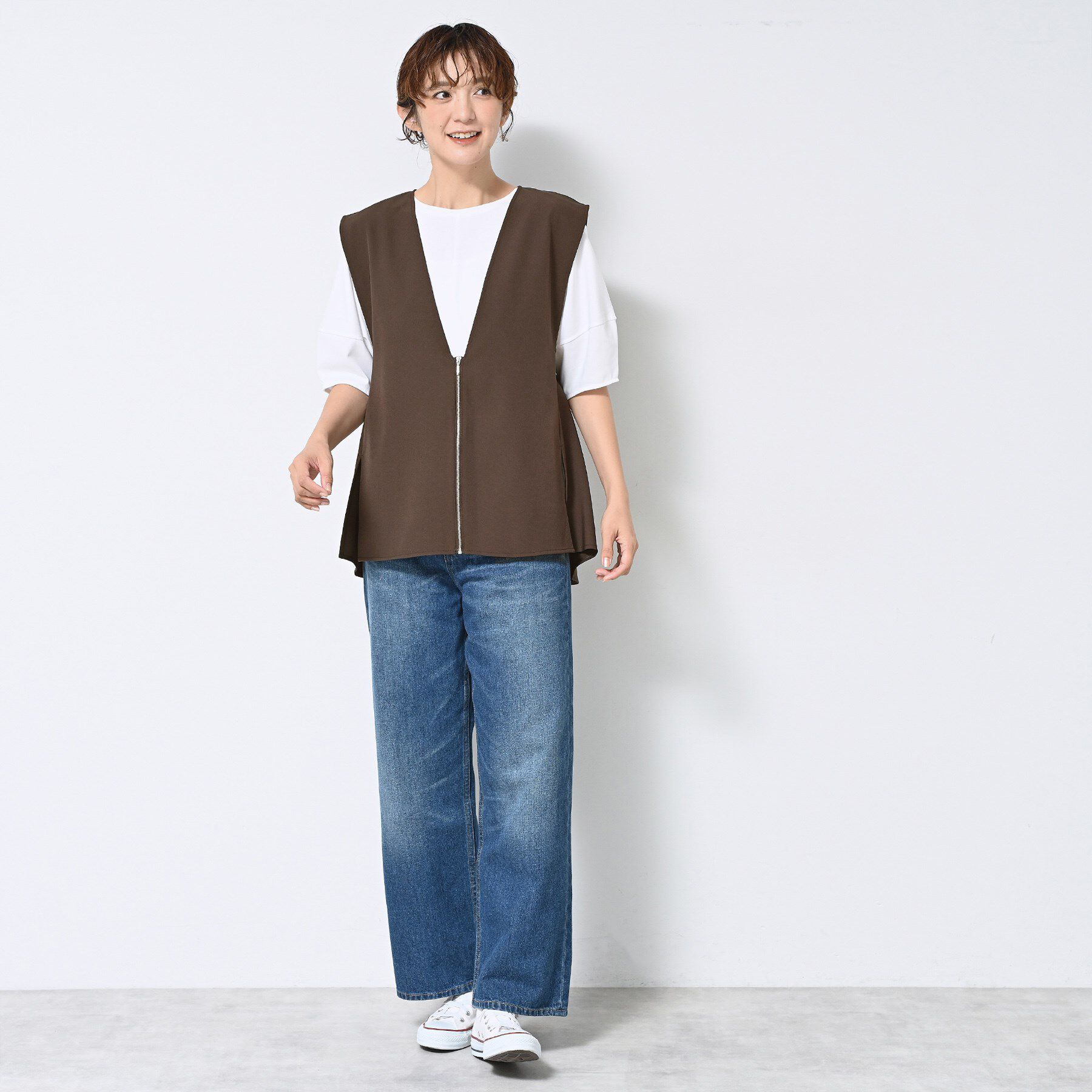 Dessin「【セットアップ可/洗える】サイドスリットVネックジレ」|ベスト・ジレ|