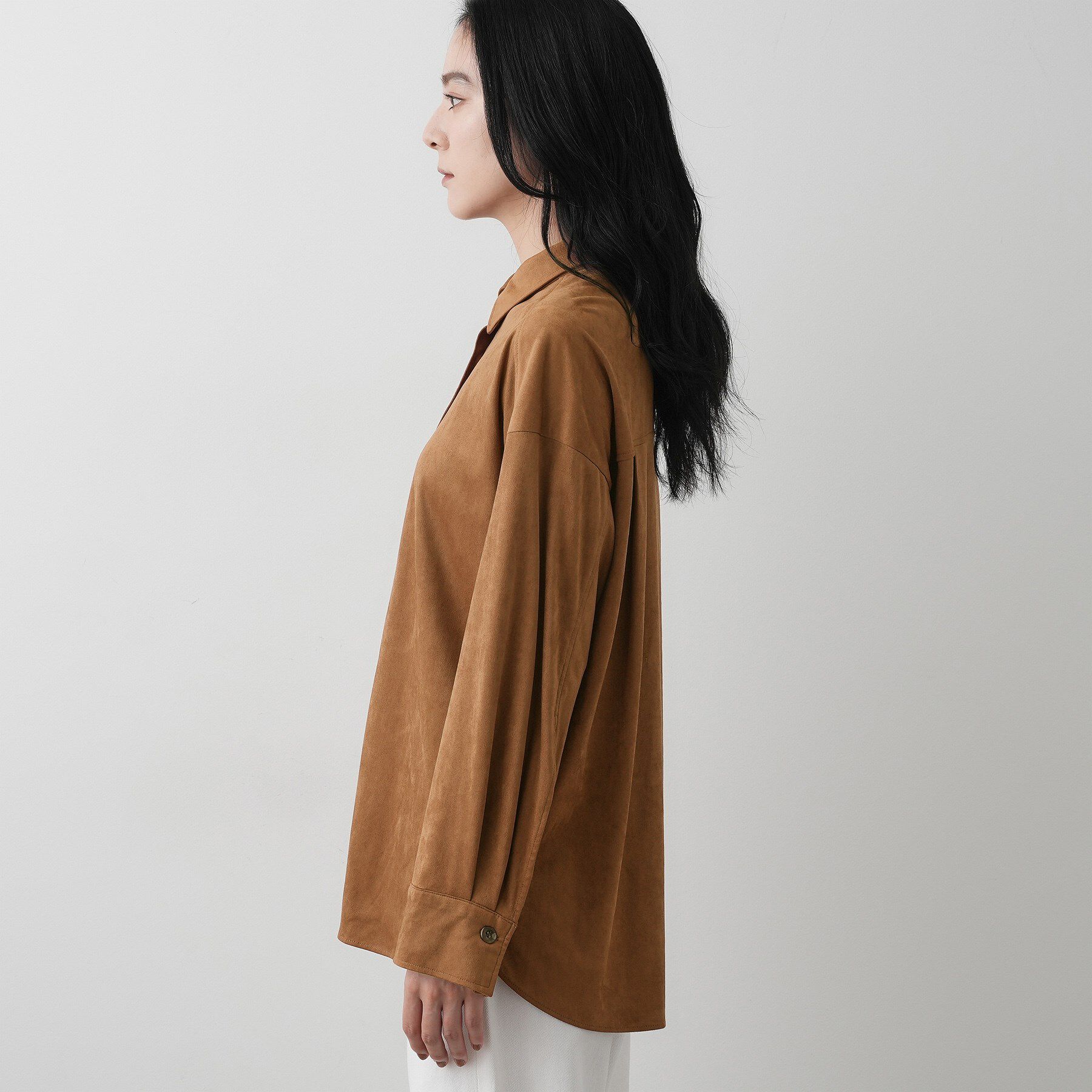 Dessin「【洗える】ストレッチスウェードライクシャツ」|シャツ・ブラウス|