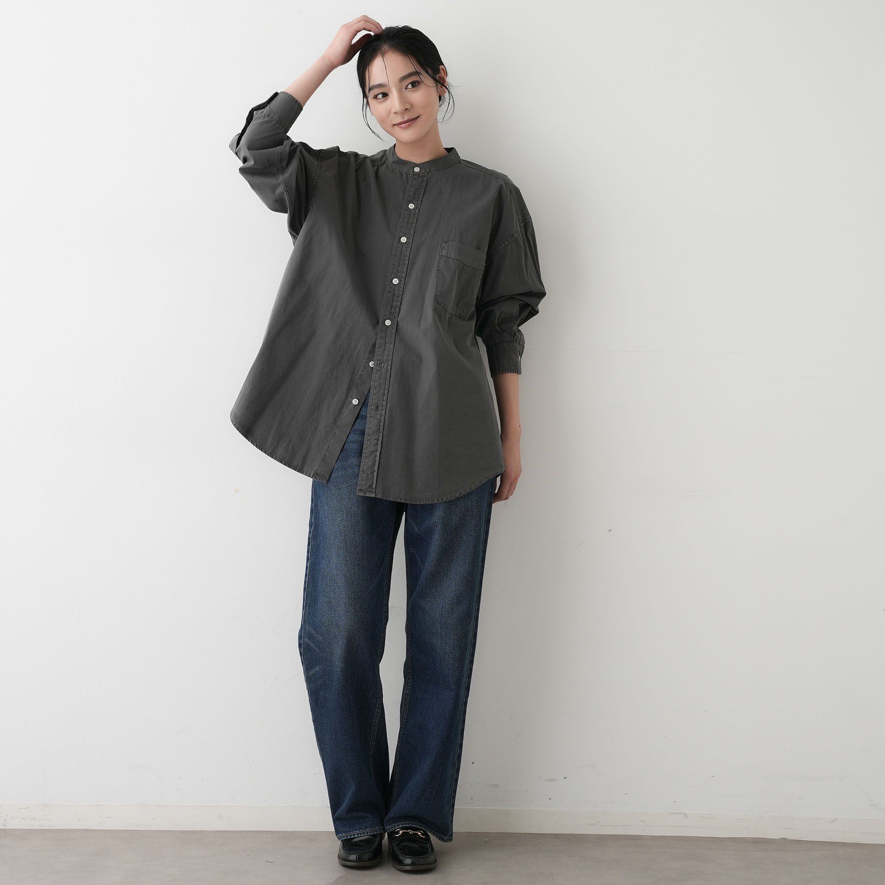 Dessin「【洗える】ピグメントバンドカラーシャツ」|シャツ・ブラウス|