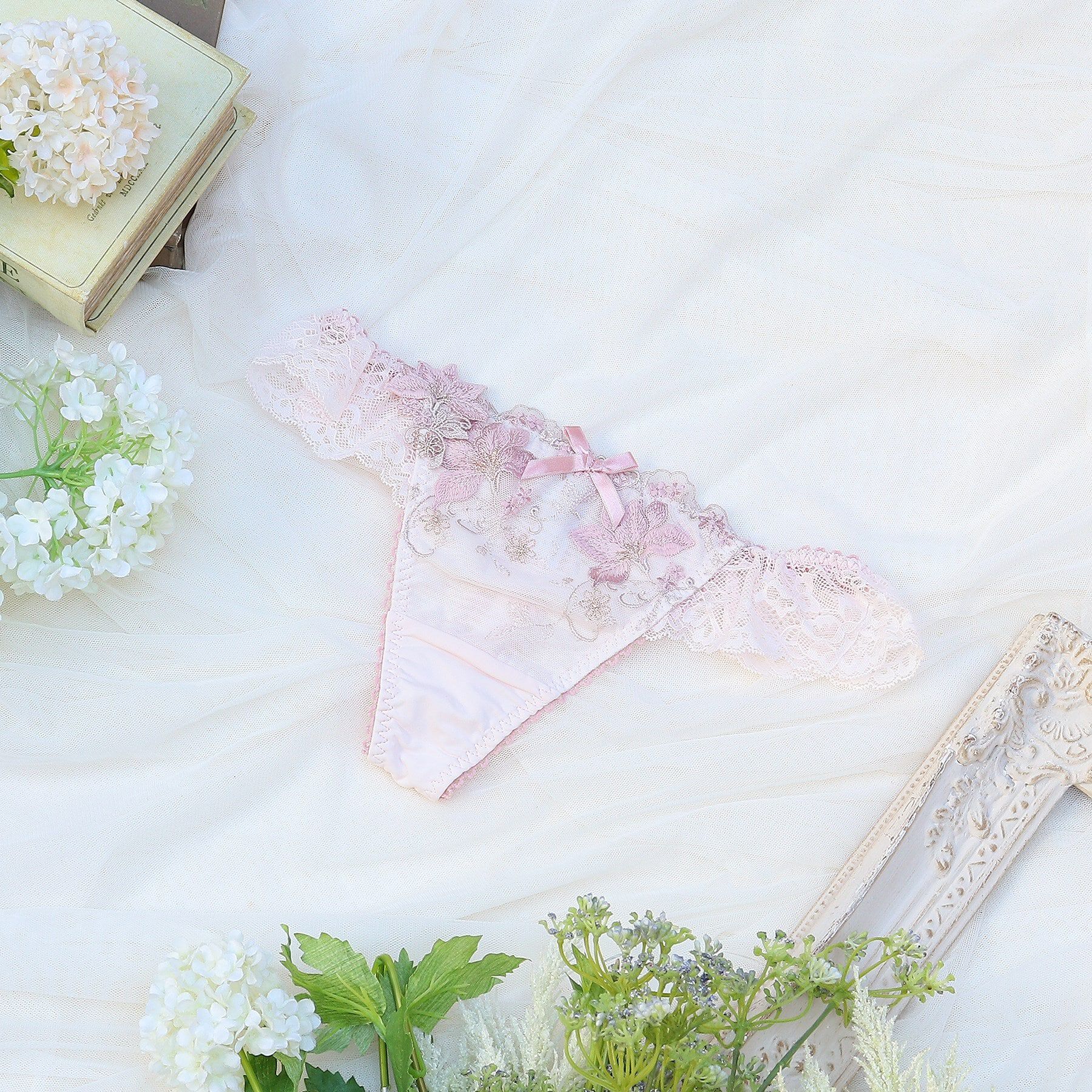 Risa Magli「フルーリ Tバックショーツ」|インナー|ピンク(071)