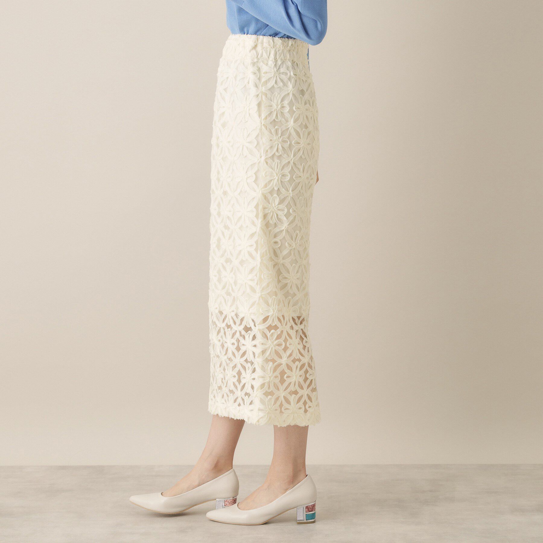 ITS&rsquo;DEMO「【手洗い可／ウエスト総ゴム】花チュールタイトスカート」|スカート|