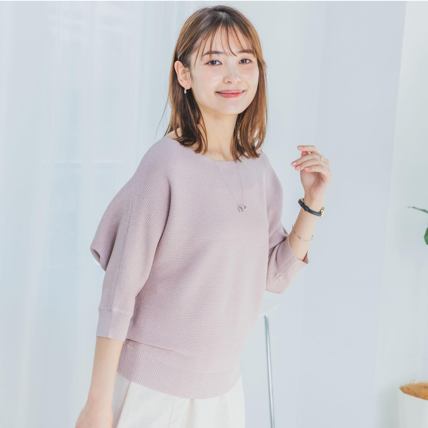 ITS&rsquo;DEMO「【UVケア／アンチピリング／洗濯機OK】ラメリブドルマンニット」|ニット・セーター|