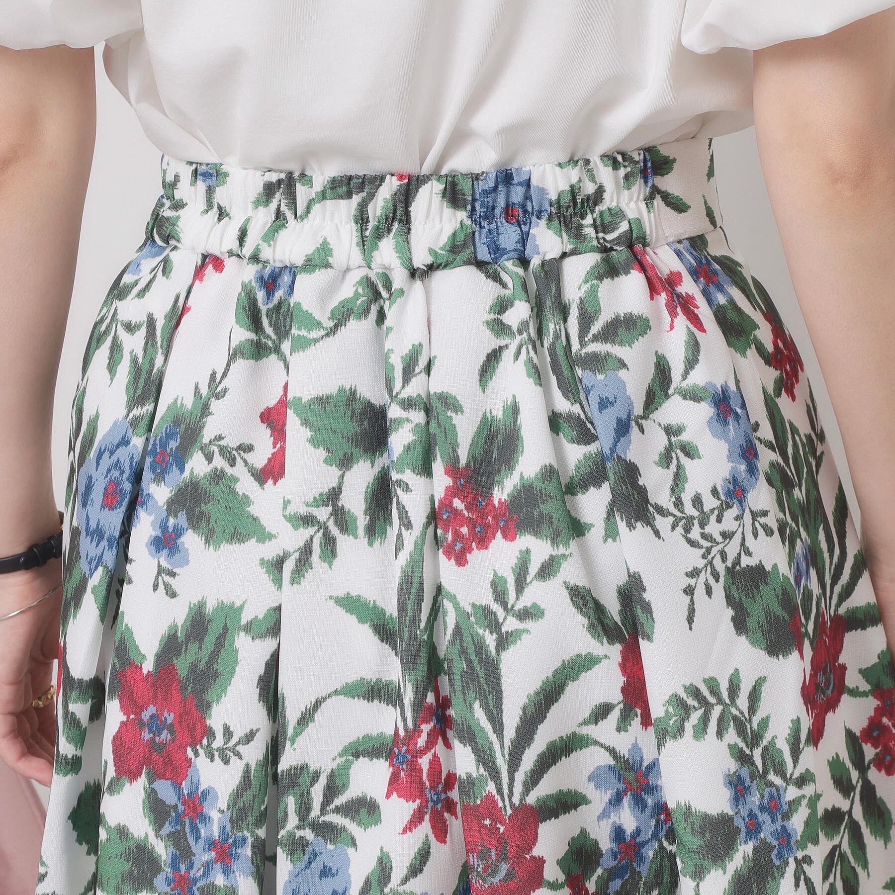 ITS&rsquo;DEMO「【清涼感／ウエストゴム／手洗い可】花柄麻調スカート」|スカート|