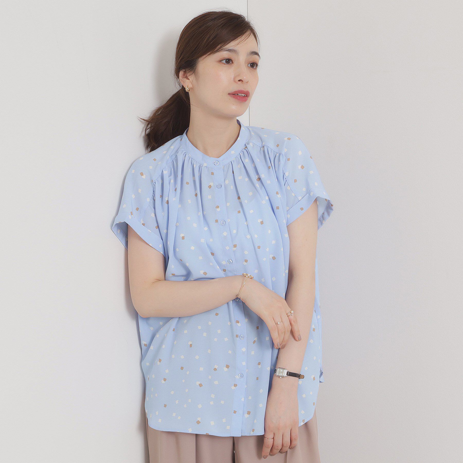 ITS&rsquo;DEMO「【手洗い可】キカドットブラウス」|シャツ・ブラウス|サックスブルー(19