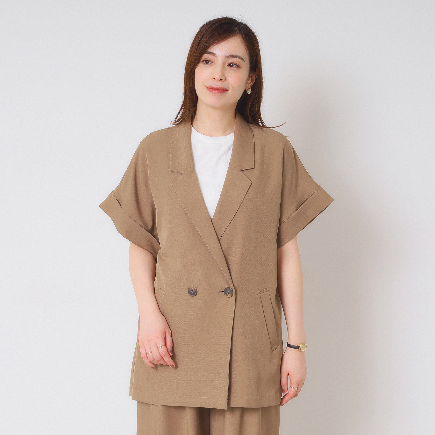 ITS&rsquo;DEMO「【手洗い可／セットアップ可】5分袖ジャケット」|テーラードジャケット|