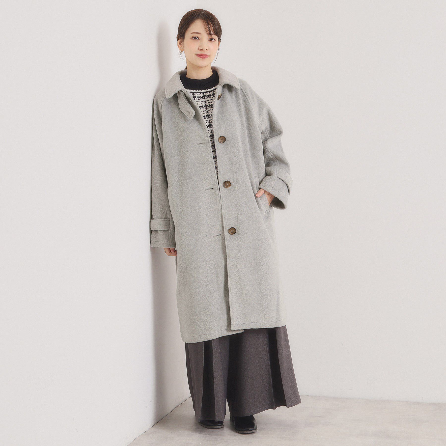 ITS&rsquo;DEMO「モッサ風ロングコート」|ステンカラーコート|