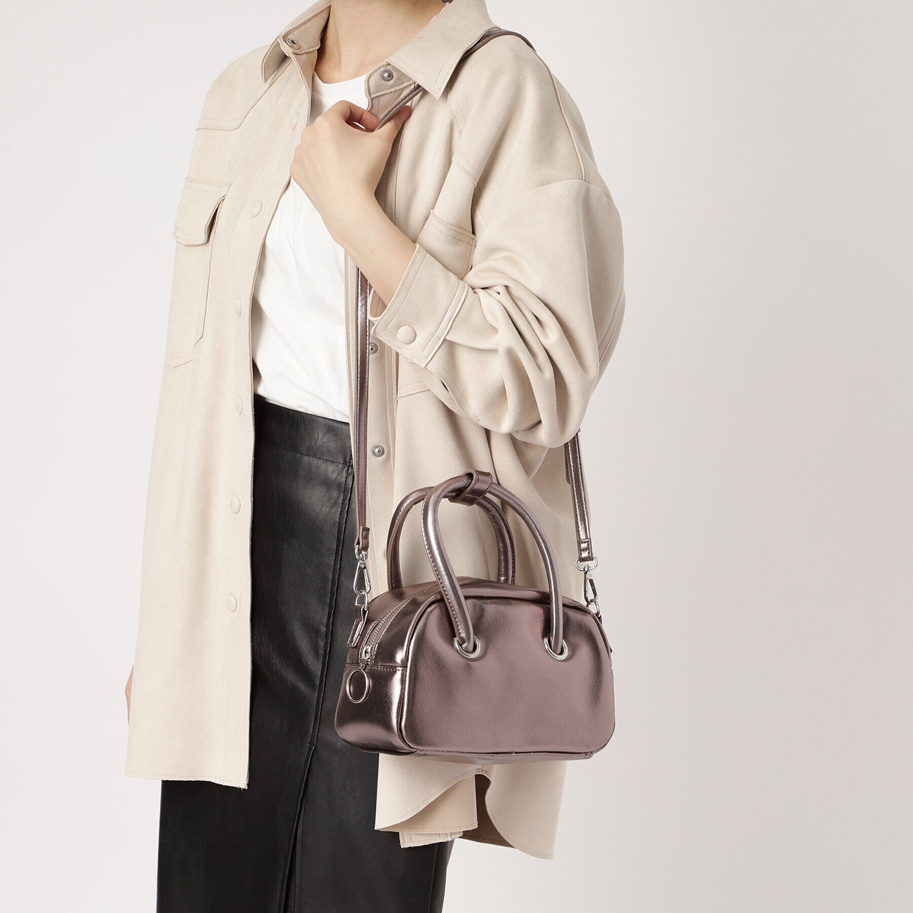 Ober Tashe「ショルダーバッグ メタリック 2WAY ミニ ボストン」|ショルダー・メッセンジャー|