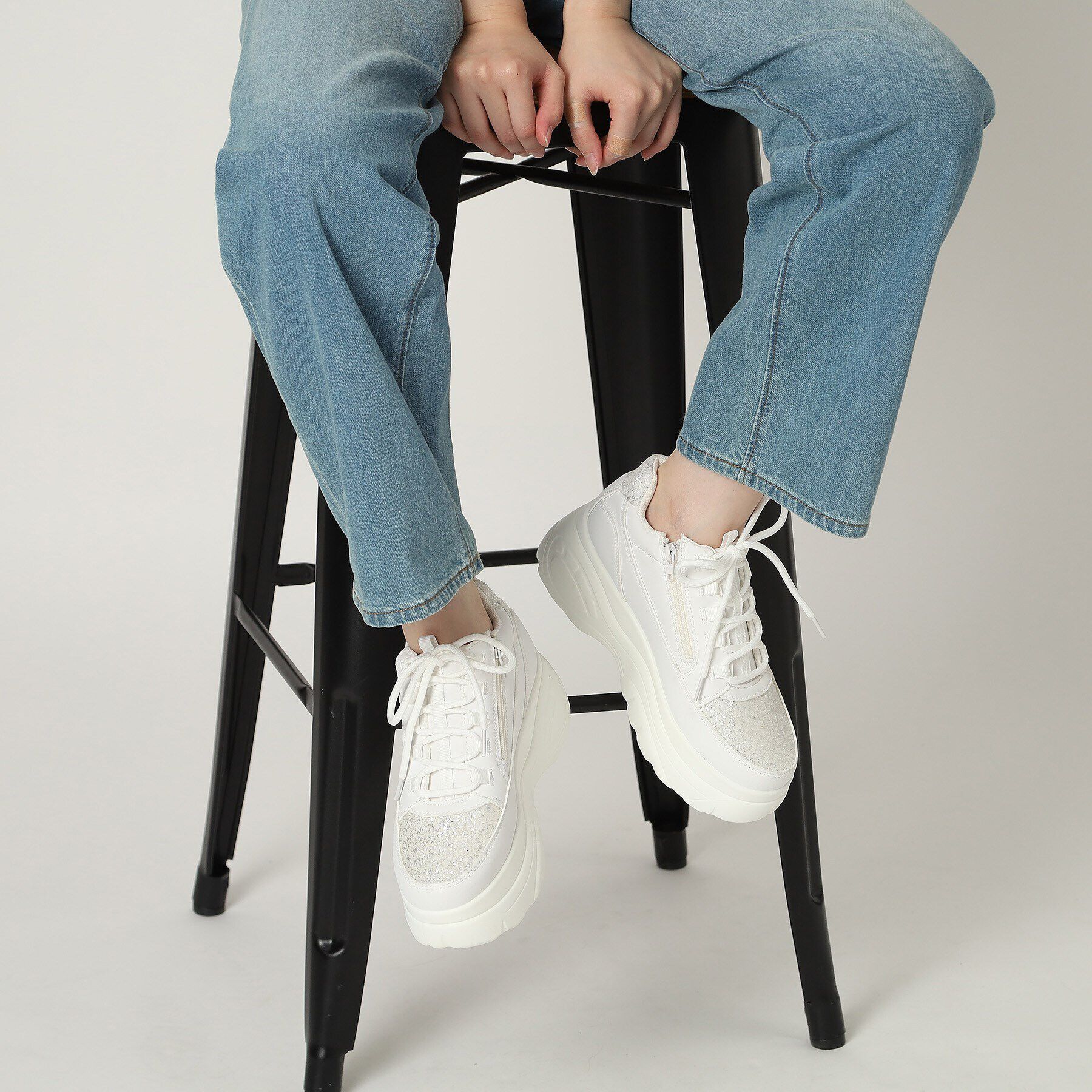 csT&P「ファスナー付グリッター厚底スニーカー」|スニーカー|