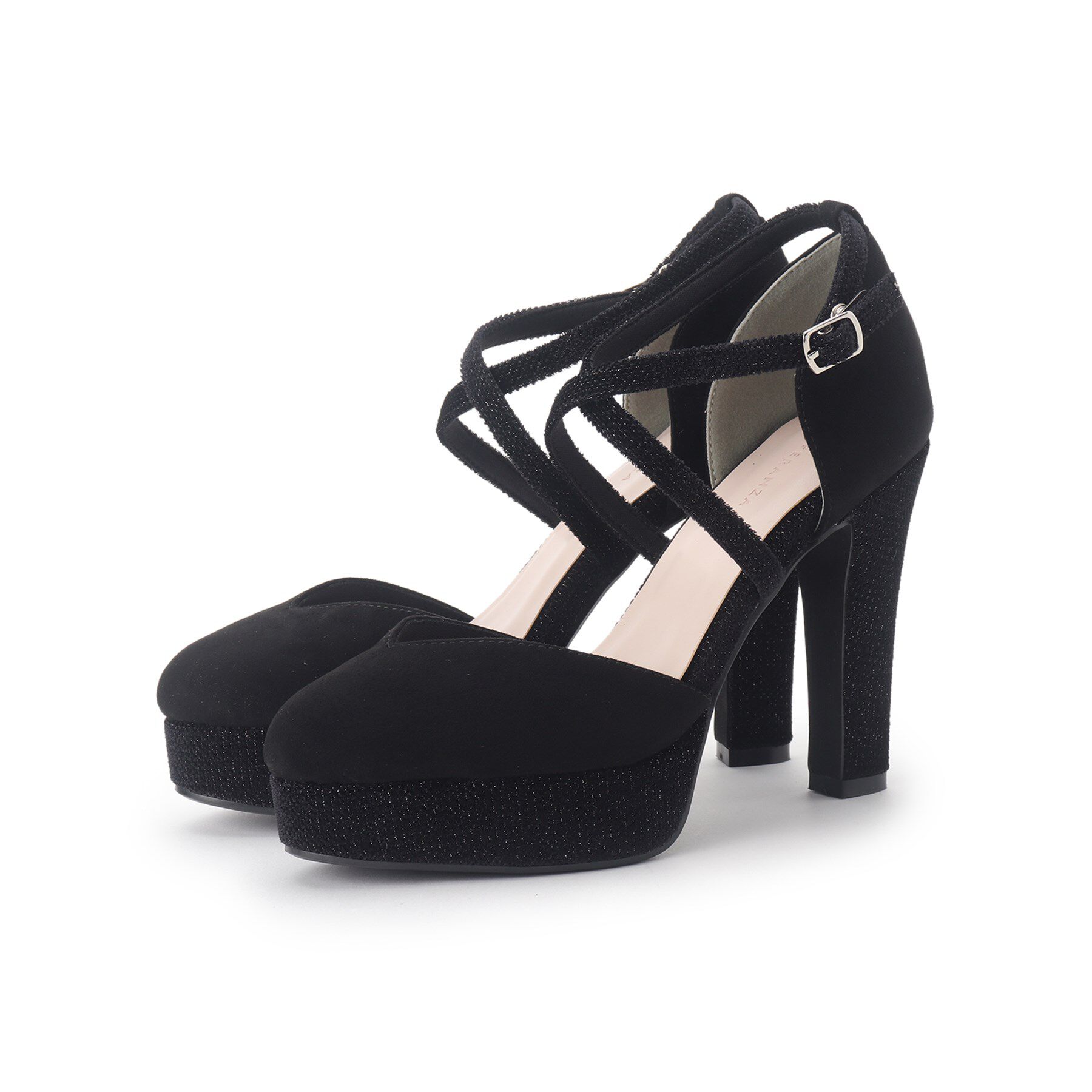 ESPERANZA「クロスストラップハイヒールセパレートパンプス」|パンプス|ﾌﾞﾗｯｸ(119)